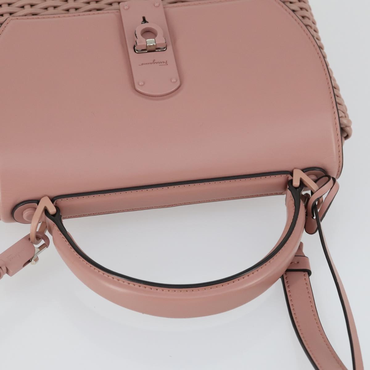 Salvatore Ferragamo Gancini Hand Bag Leather 2way Pink Auth 159841V