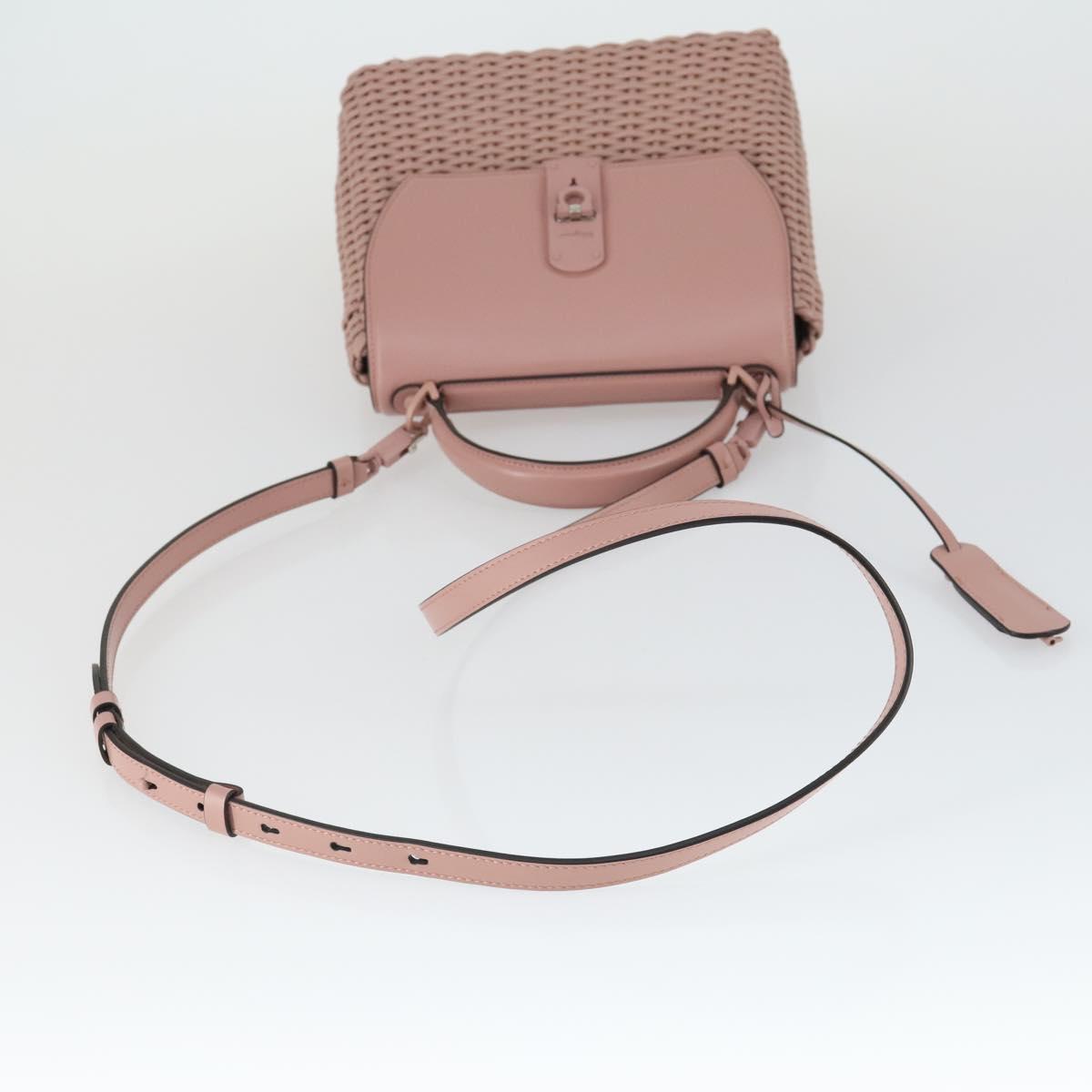 Salvatore Ferragamo Gancini Hand Bag Leather 2way Pink Auth 159841V