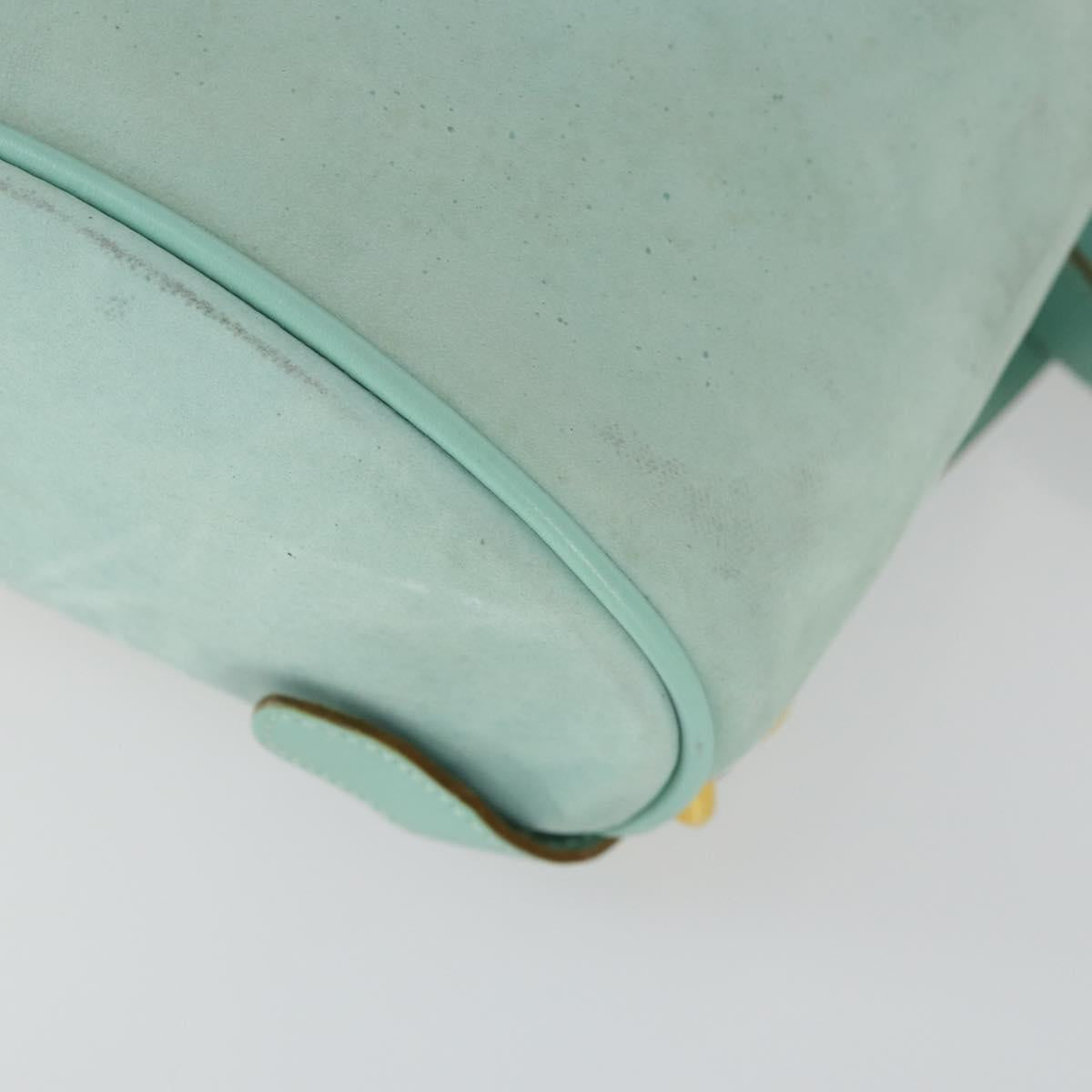 Salvatore Ferragamo Gancini Backpack Suede Green Gold Auth 159843
