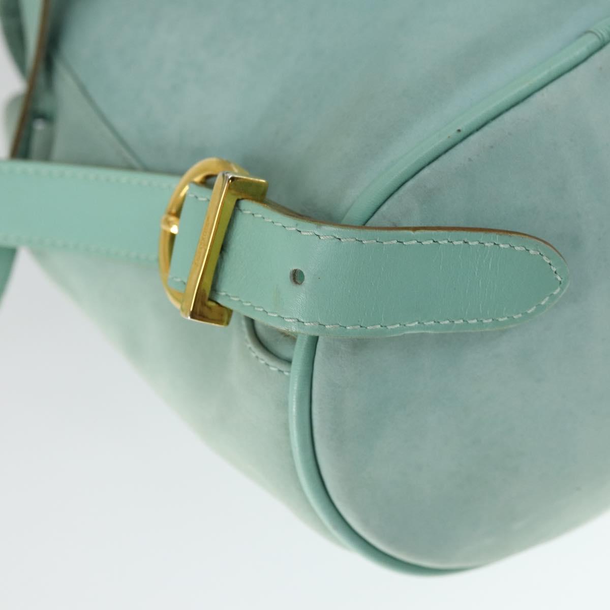 Salvatore Ferragamo Gancini Backpack Suede Green Gold Auth 159843