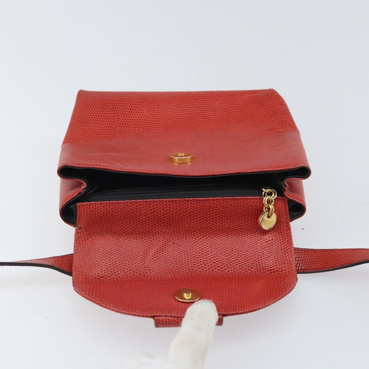 Salvatore Ferragamo Gancini Shoulder Bag Leather Red Gold Auth 159844