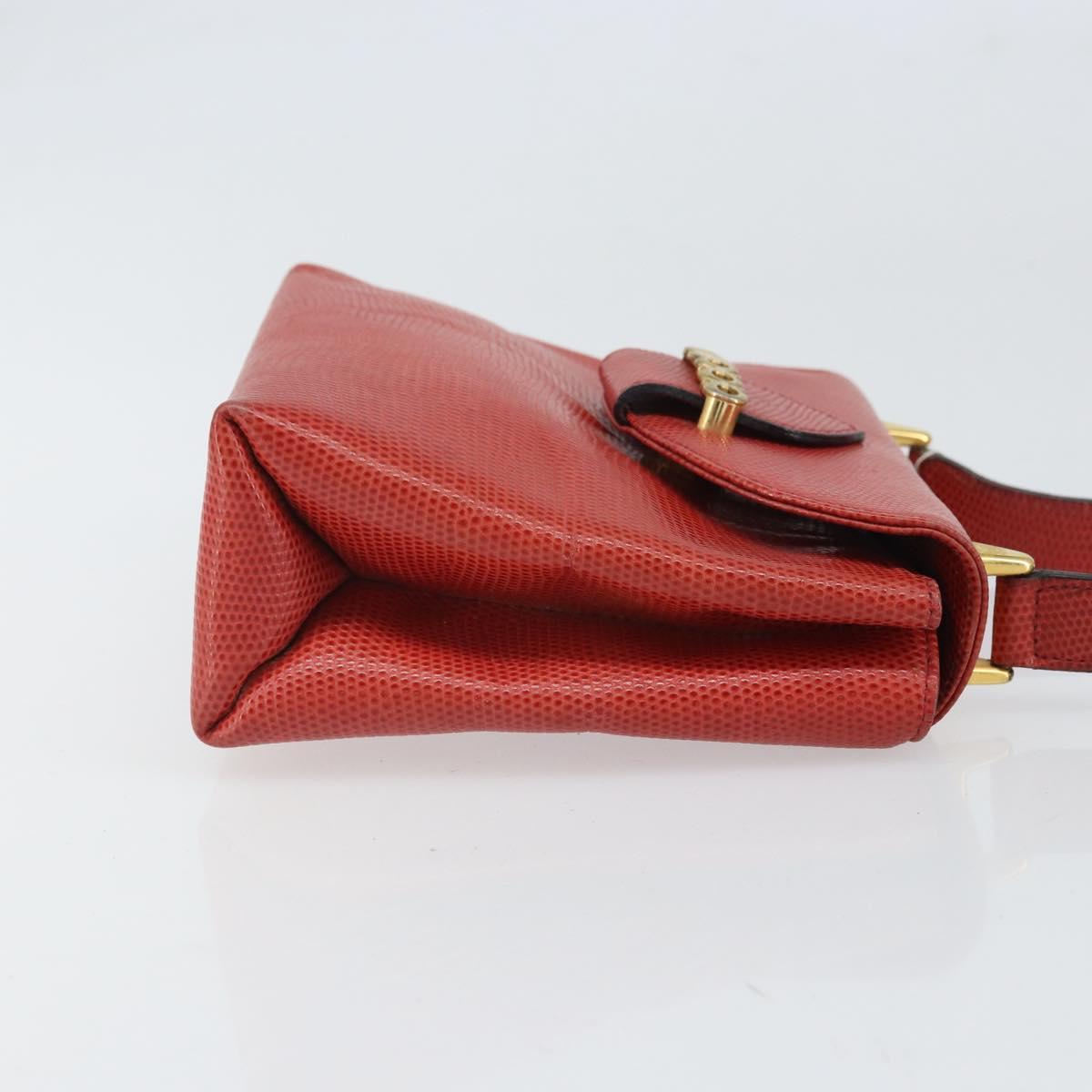 Salvatore Ferragamo Gancini Shoulder Bag Leather Red Gold Auth 159844