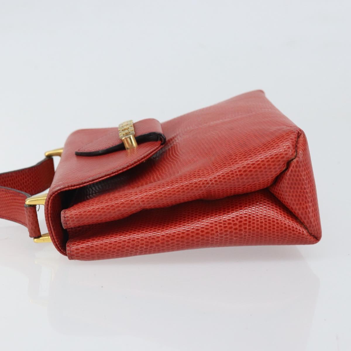 Salvatore Ferragamo Gancini Shoulder Bag Leather Red Gold Auth 159844