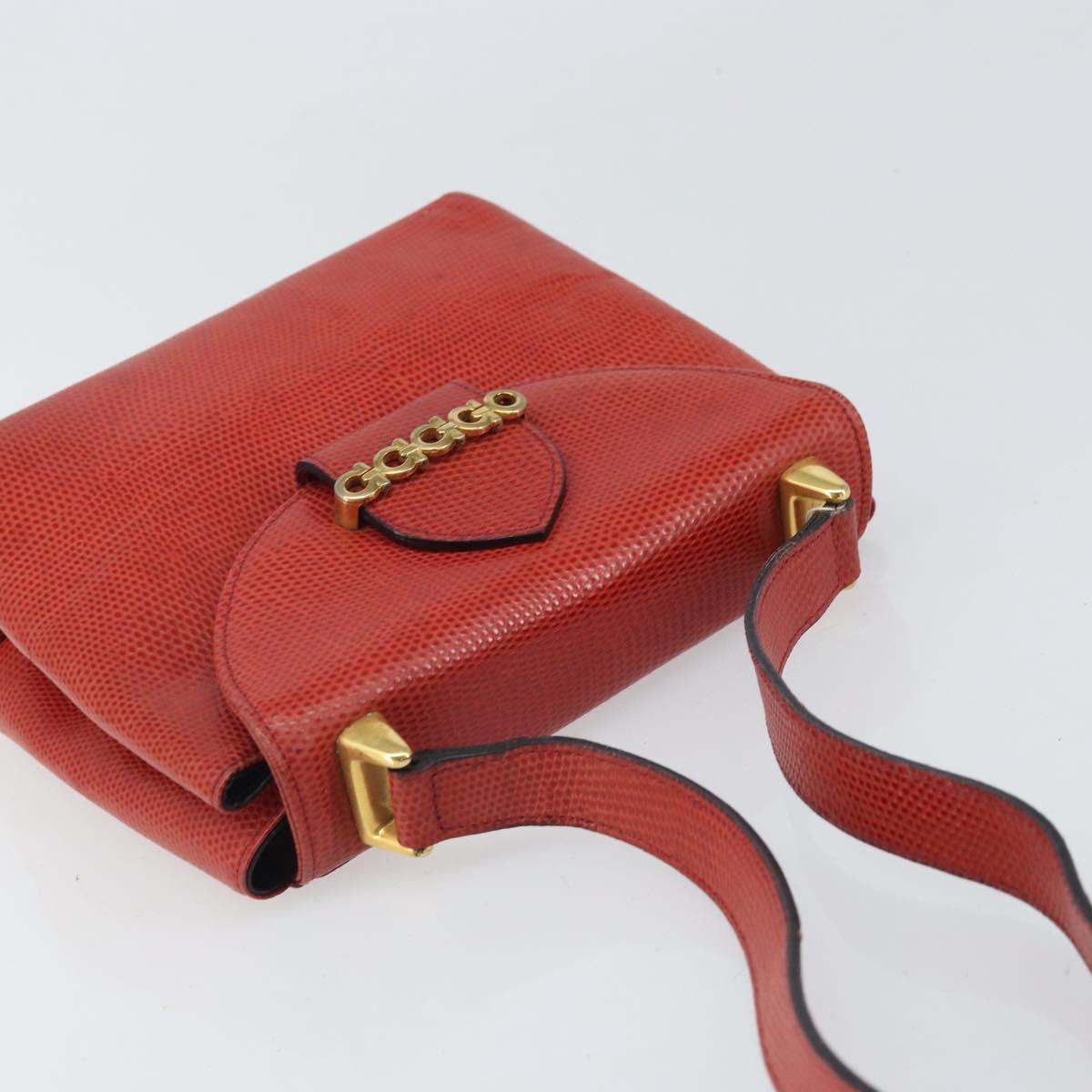 Salvatore Ferragamo Gancini Shoulder Bag Leather Red Gold Auth 159844
