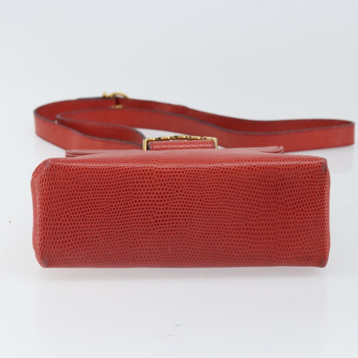 Salvatore Ferragamo Gancini Shoulder Bag Leather Red Gold Auth 159844