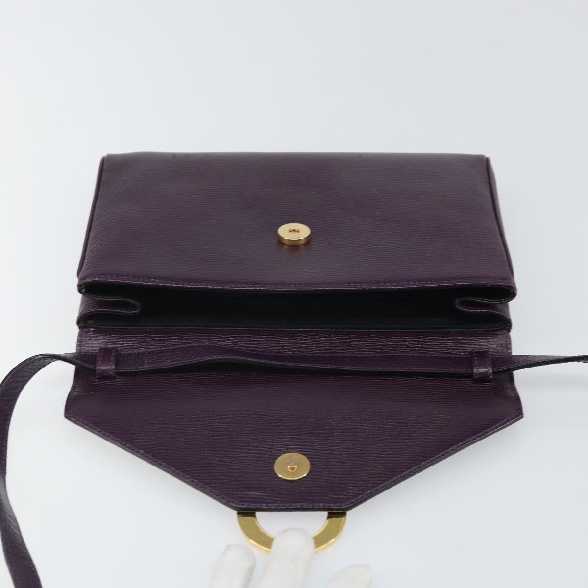 CELINE Circle Shoulder Bag Leather Purple Gold Auth 159845V