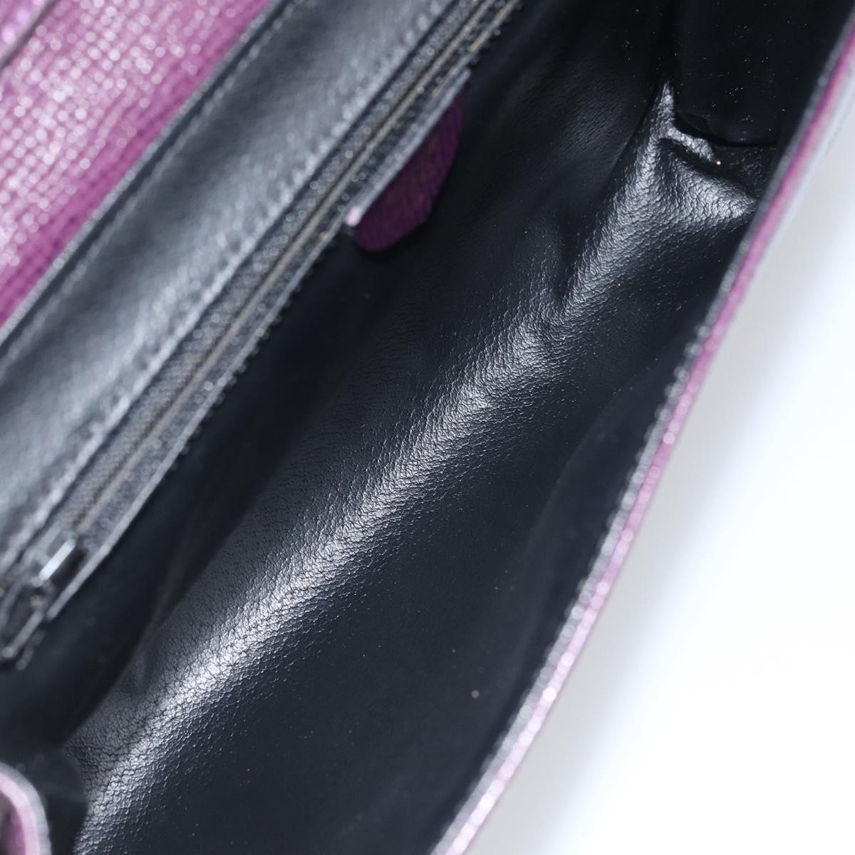 CELINE Circle Shoulder Bag Leather Purple Gold Auth 159845V