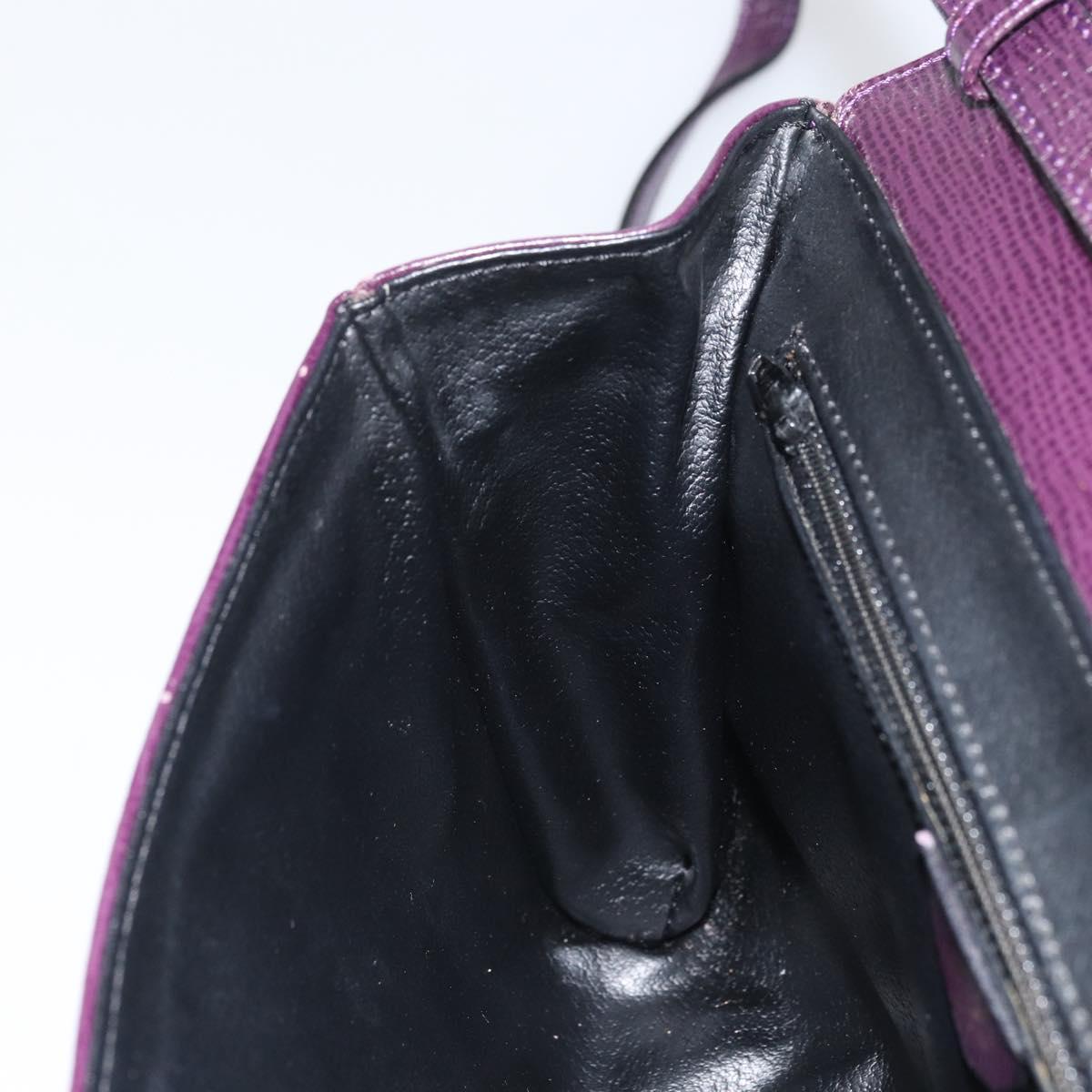 CELINE Circle Shoulder Bag Leather Purple Gold Auth 159845V