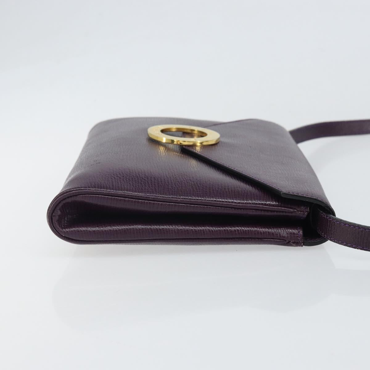 CELINE Circle Shoulder Bag Leather Purple Gold Auth 159845V