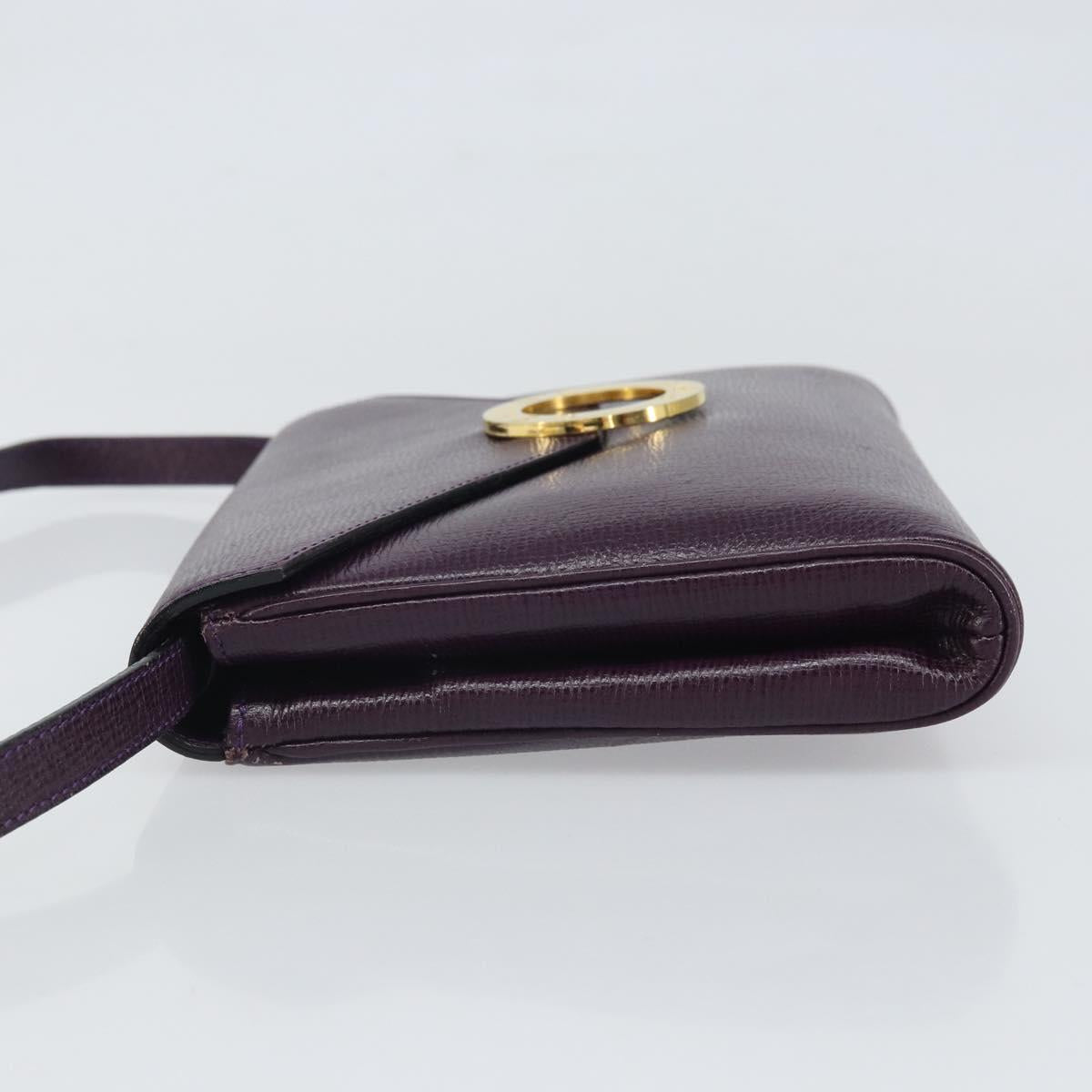 CELINE Circle Shoulder Bag Leather Purple Gold Auth 159845V