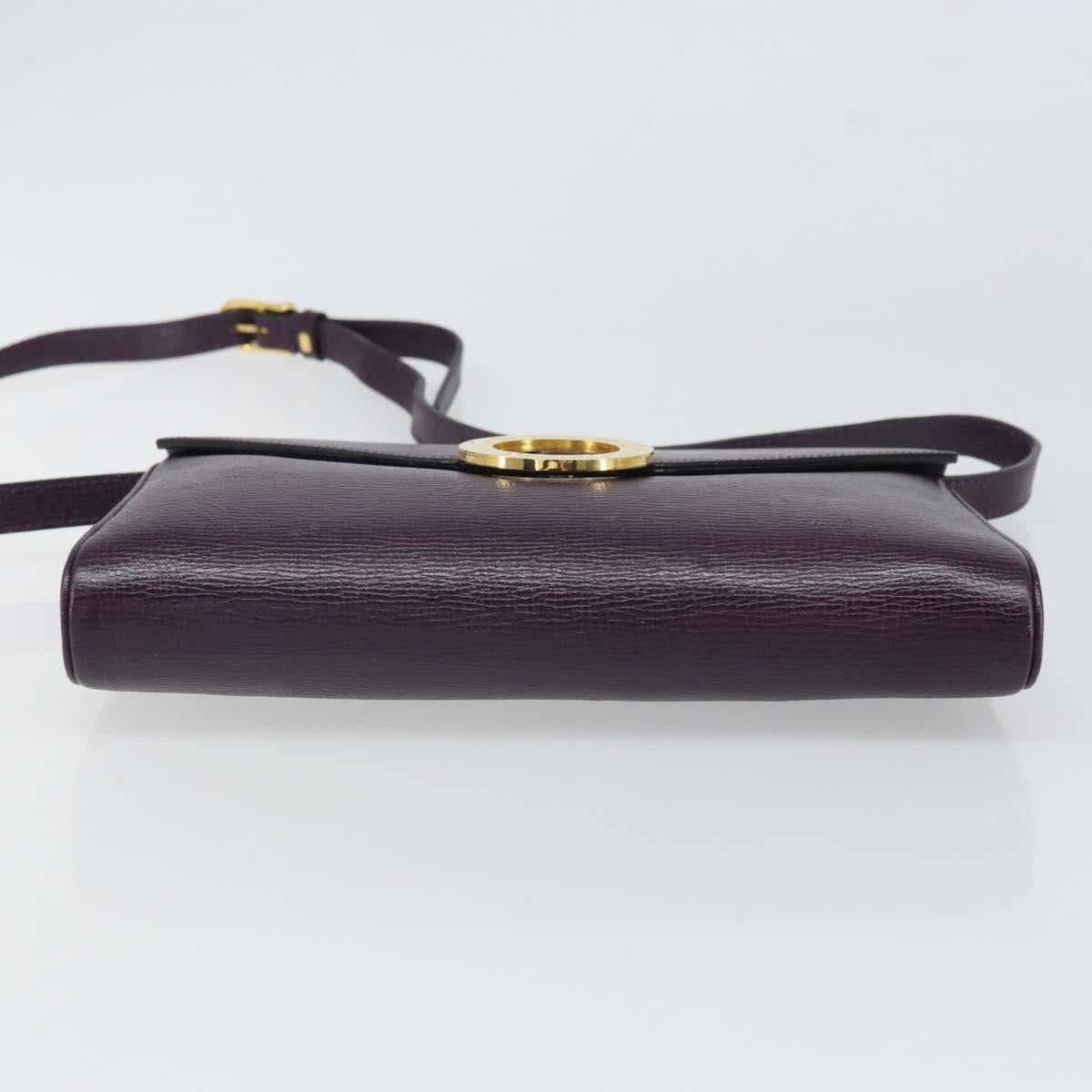 CELINE Circle Shoulder Bag Leather Purple Gold Auth 159845V