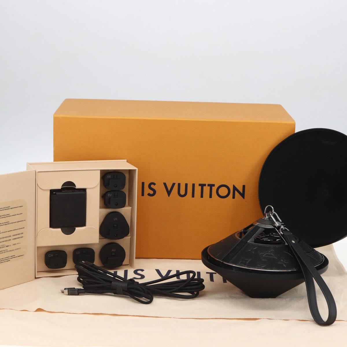 LOUIS VUITTON Monogram Horizon Light Up Speaker Black QAC000 LV Auth 159853SAM