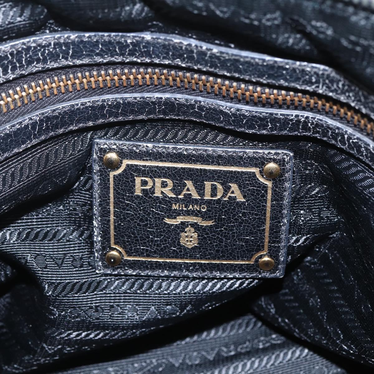 PRADA Hand Bag Leather 2way Beige Gold Auth 159876