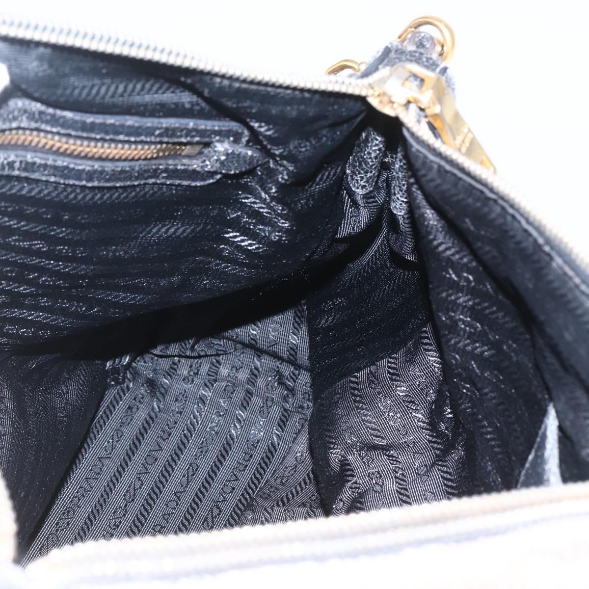 PRADA Hand Bag Leather 2way Beige Gold Auth 159876
