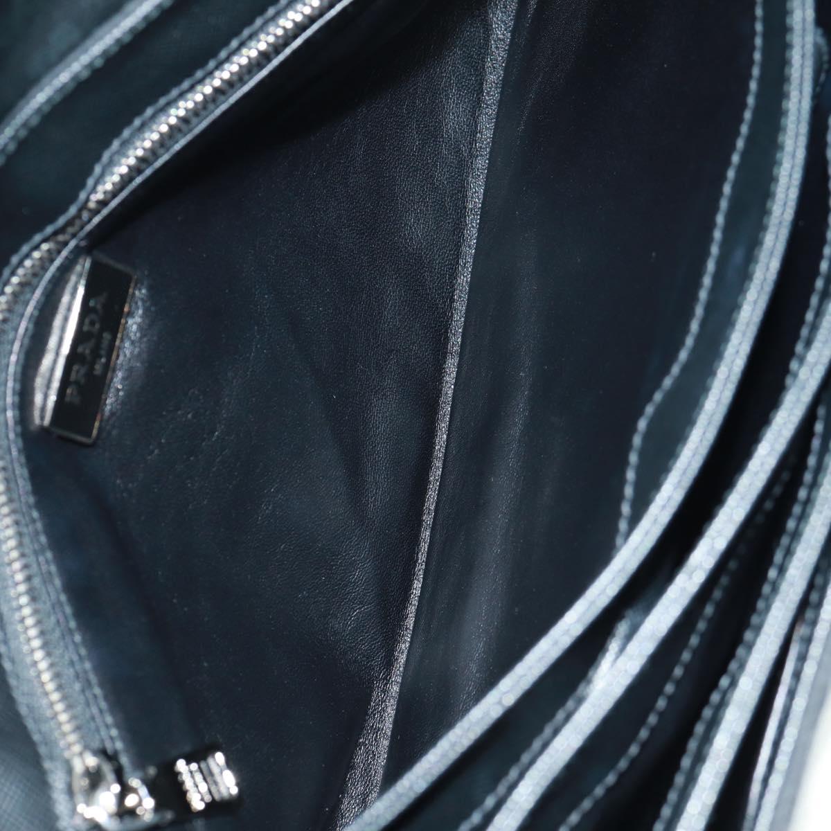 PRADA Hand Bag Nylon Black Silver Auth 159878V