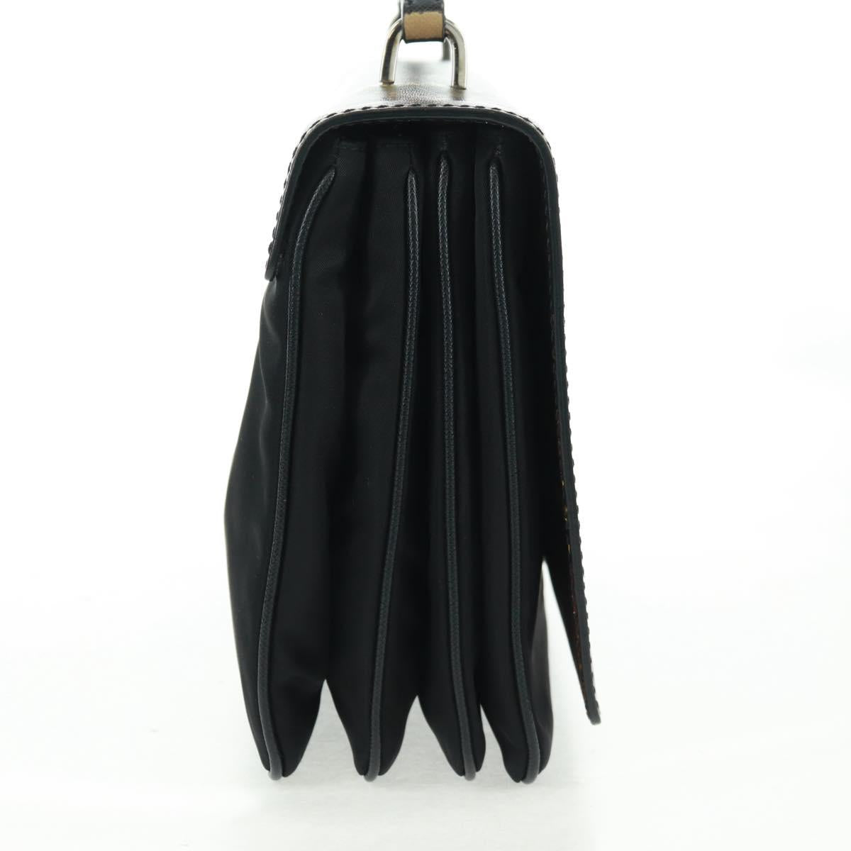 PRADA Hand Bag Nylon Black Silver Auth 159878V