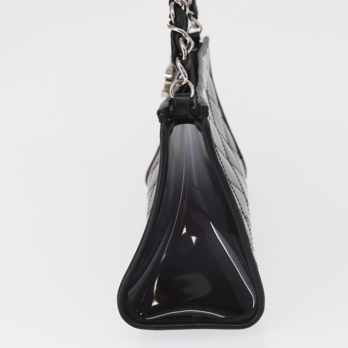 CHANEL Matelasse Chain Shoulder Bag Vinyl Leather Black Silver CC Auth 159885