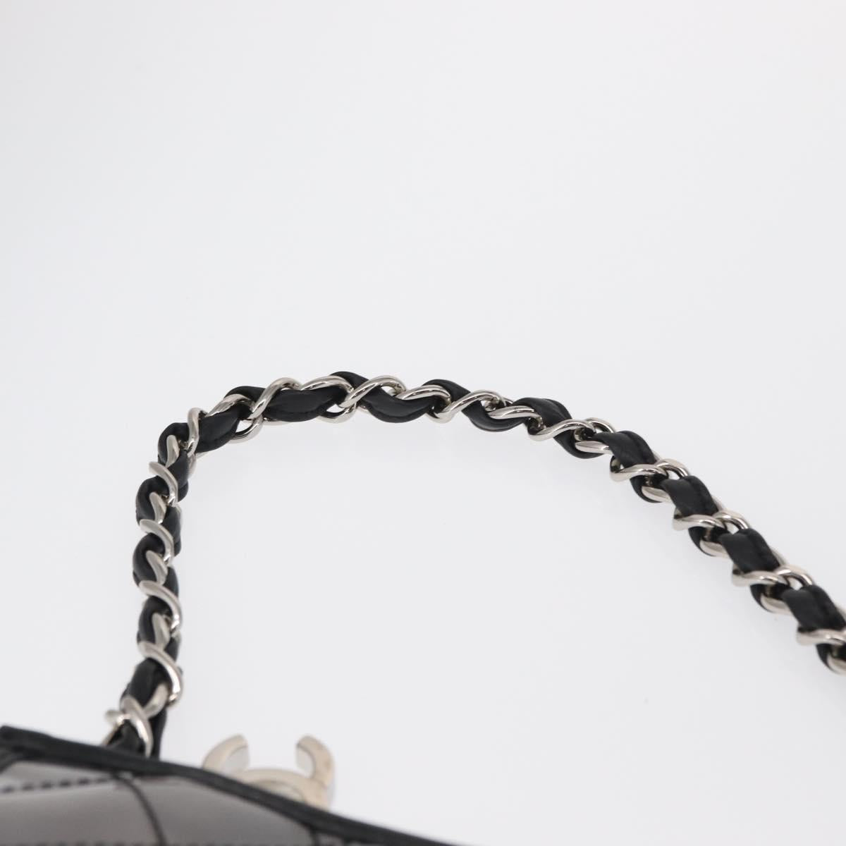 CHANEL Matelasse Chain Shoulder Bag Vinyl Leather Black Silver CC Auth 159885