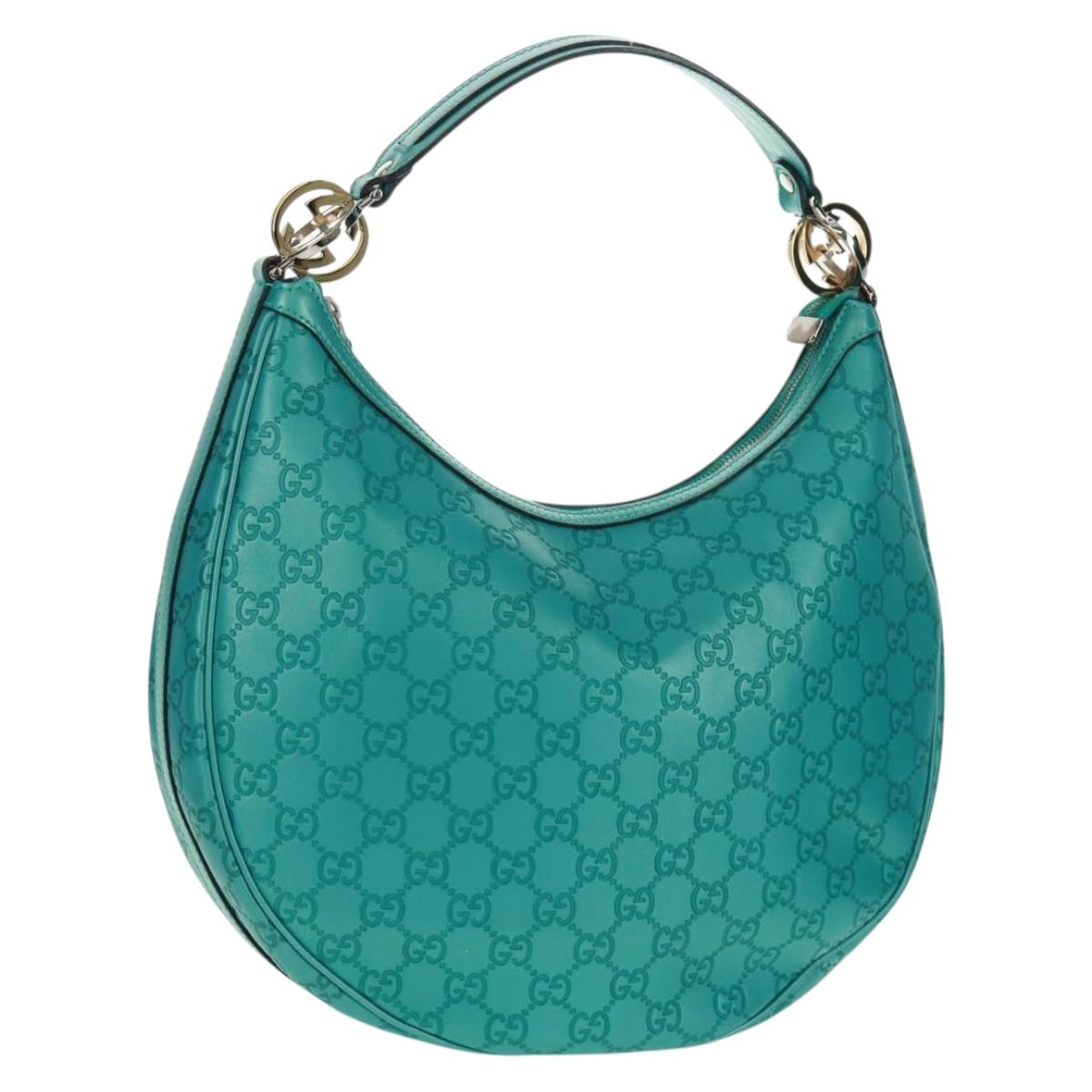 GUCCI GG Canvas Guccissima Bag Light Blue Silver Gold 232962 Auth 159906SAV