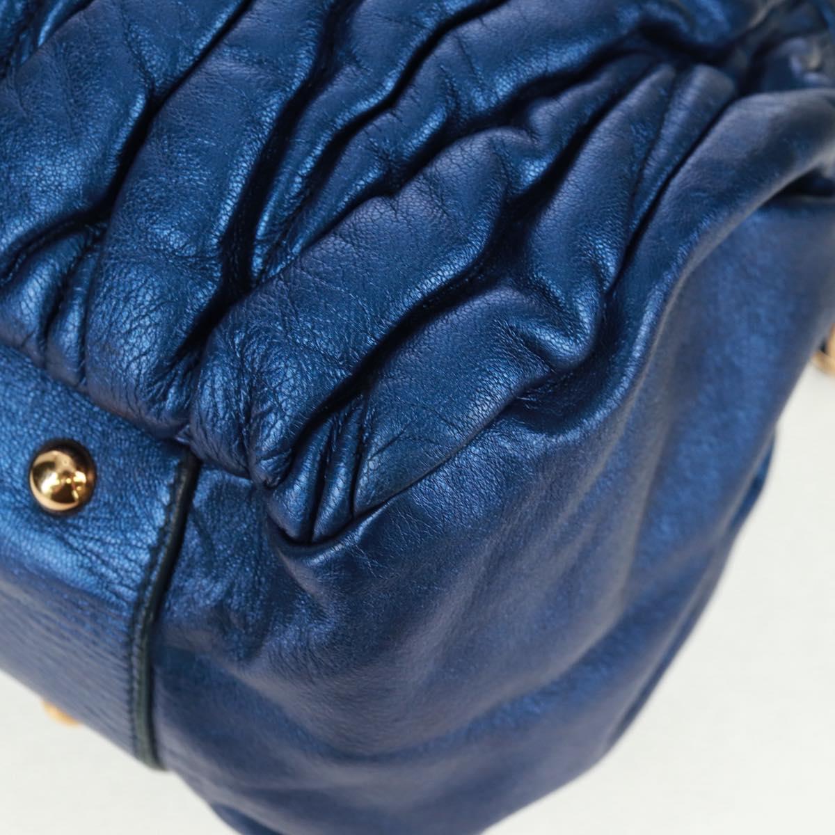 Miu Miu Matelasse Hand Bag Leather 2way Blue Gold Auth 159908SAV
