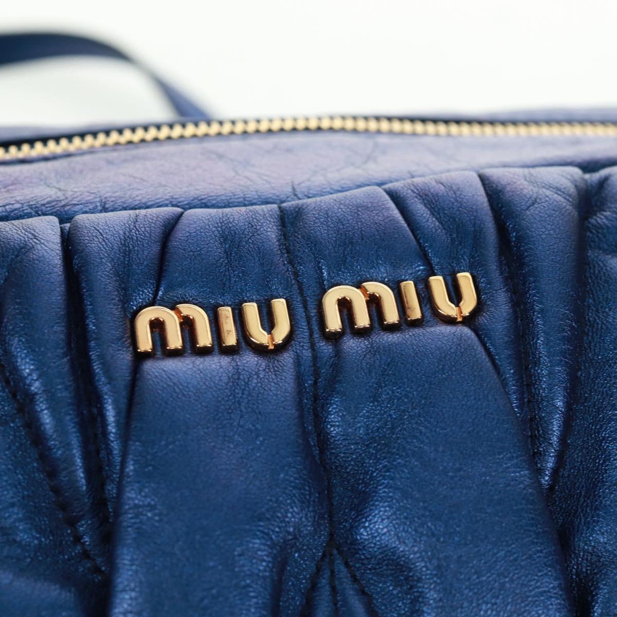 Miu Miu Matelasse Hand Bag Leather 2way Blue Gold Auth 159908SAV