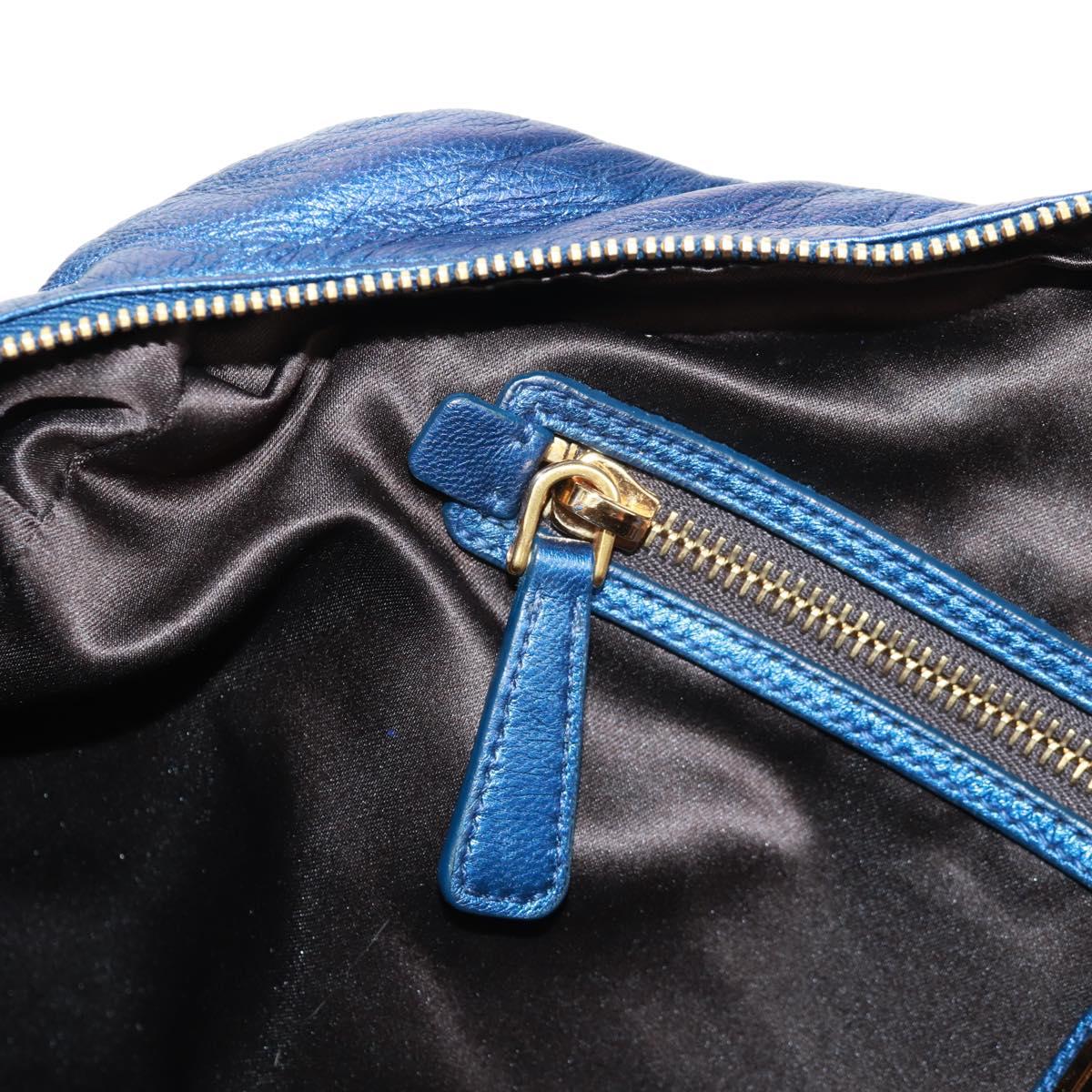 Miu Miu Matelasse Hand Bag Leather 2way Blue Gold Auth 159908SAV