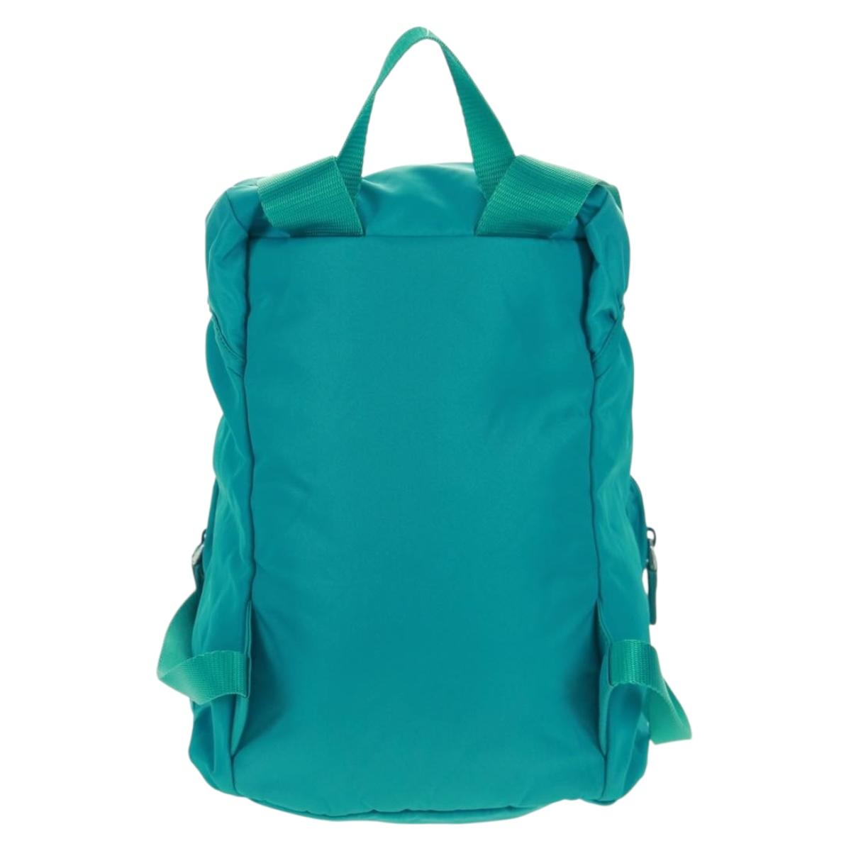 PRADA Backpack Nylon Turquoise Blue Silver Auth 159914V