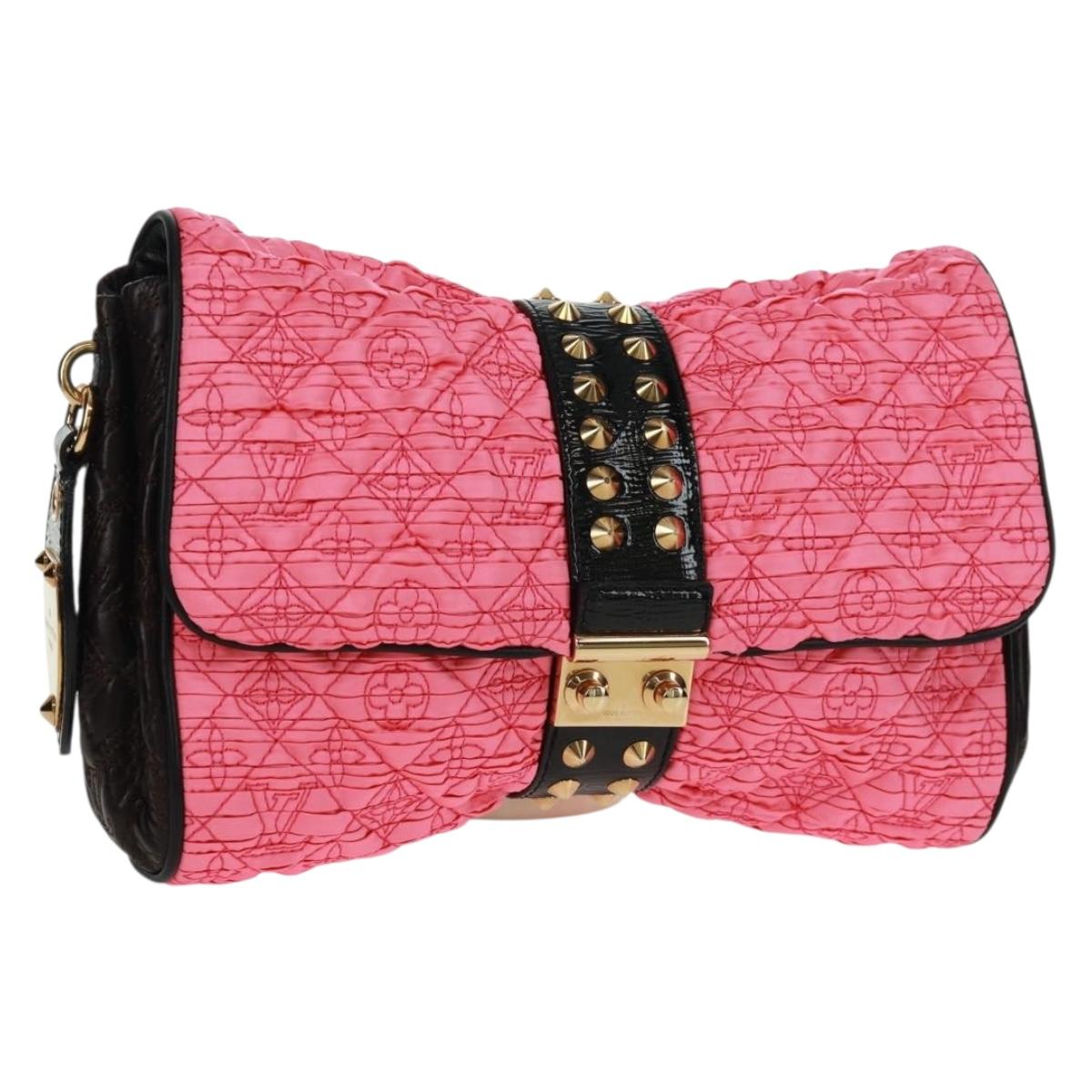 LOUIS VUITTON Monogram Coquette Pochette Bag Satin Leather Pink Auth 159918SAV