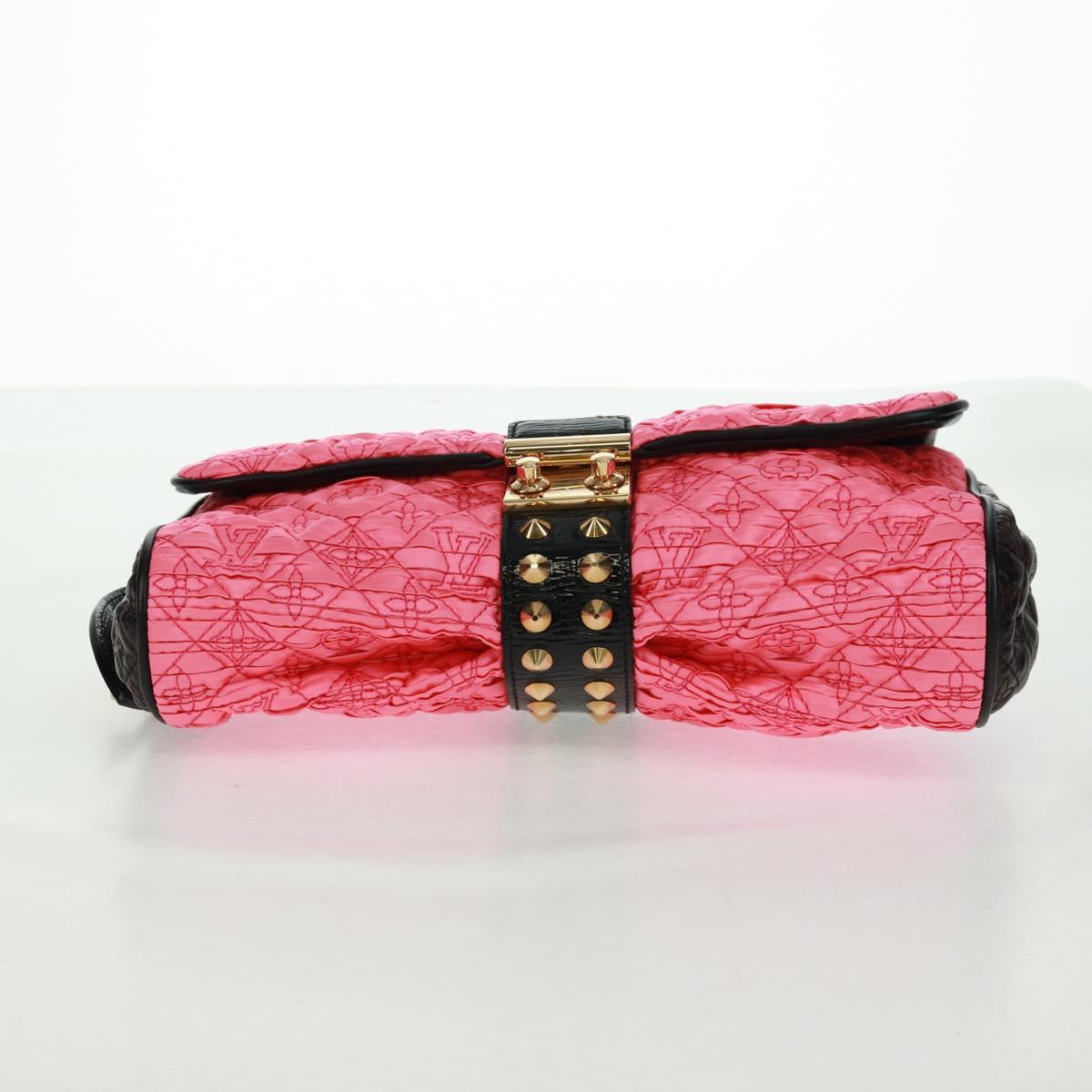 LOUIS VUITTON Monogram Coquette Pochette Bag Satin Leather Pink Auth 159918SAV