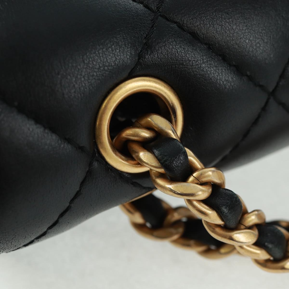 CHANEL Matelasse Chain Shoulder Bag Lamb Skin Black Gold CC Auth 159919SAM