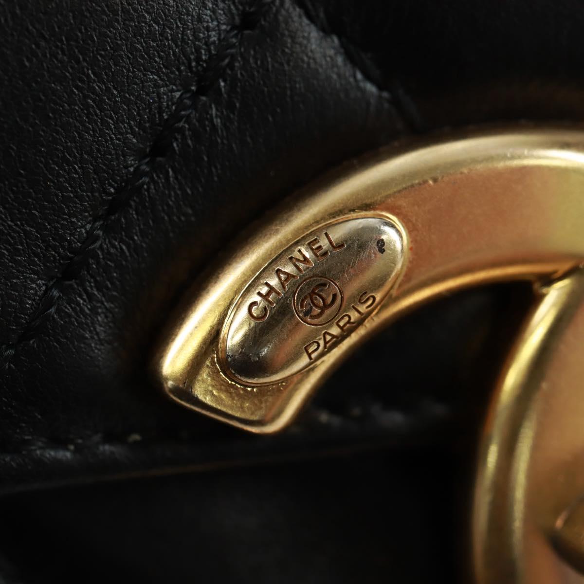 CHANEL Matelasse Chain Shoulder Bag Lamb Skin Black Gold CC Auth 159919SAM