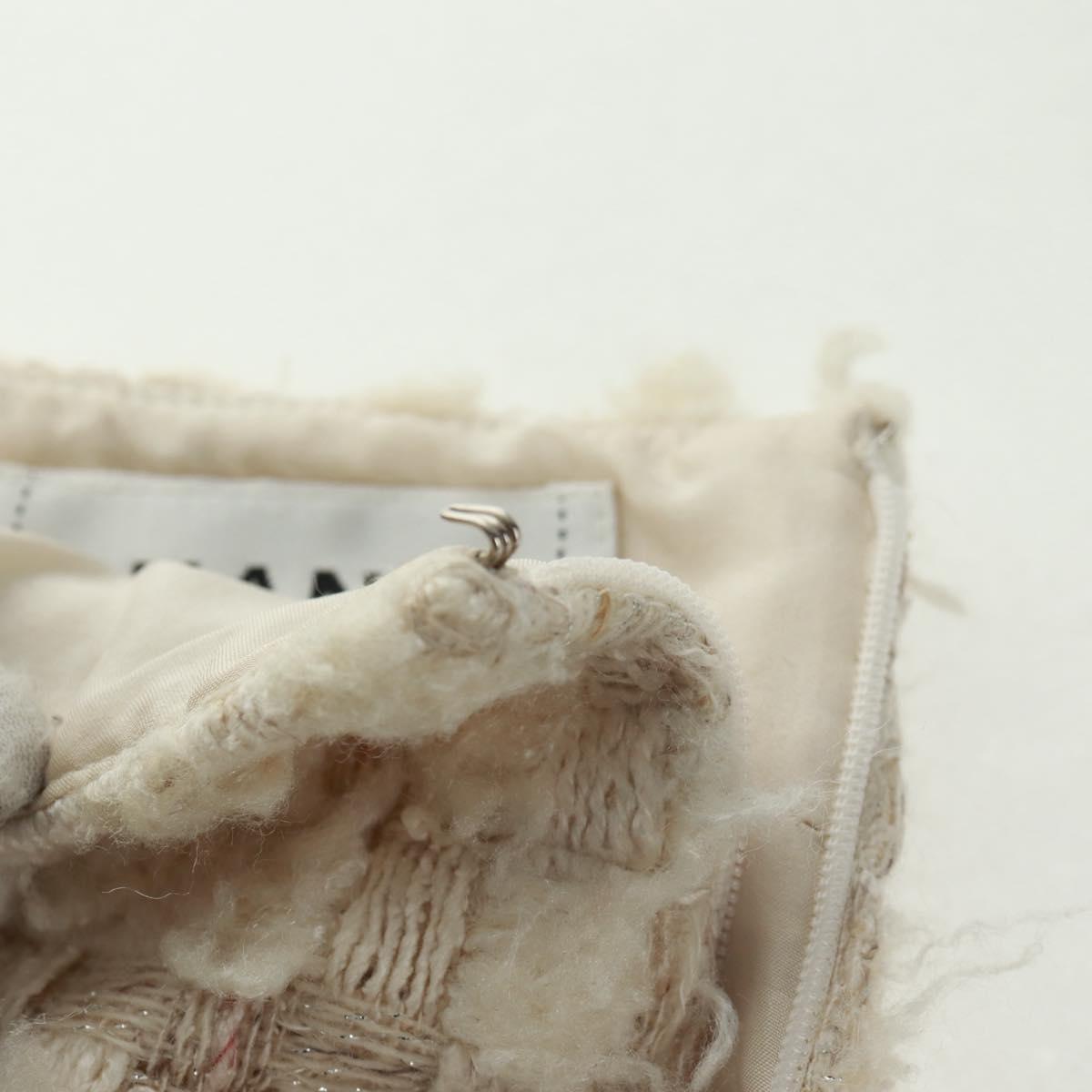 CHANEL Jacket Skirt Setup Tweed White CC Auth 159923V