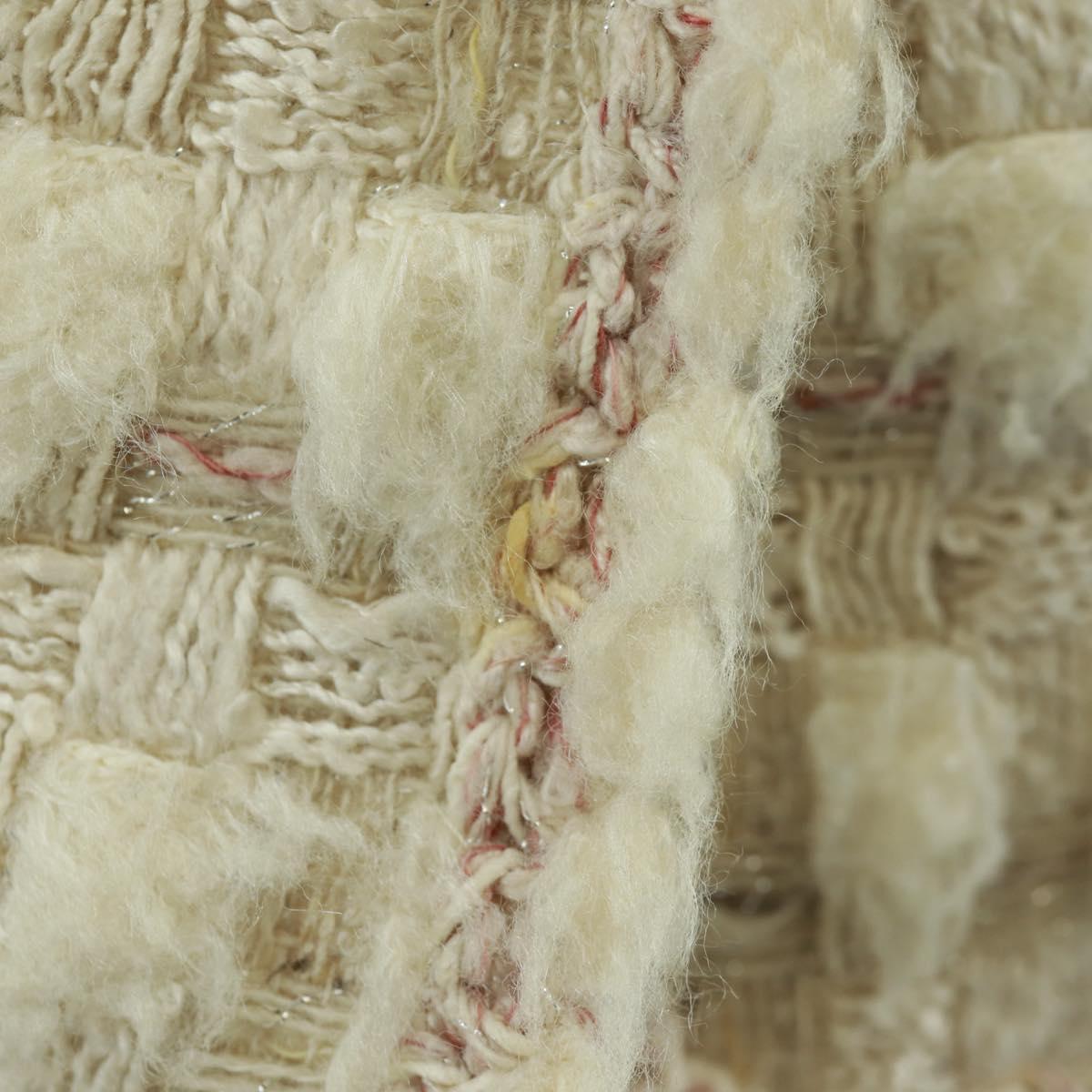 CHANEL Jacket Skirt Setup Tweed White CC Auth 159923V