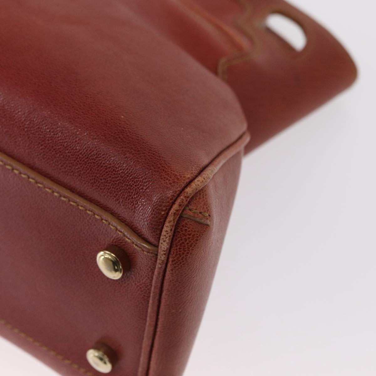 CARTIER Marcello Hand Bag Leather Brown Auth 159935