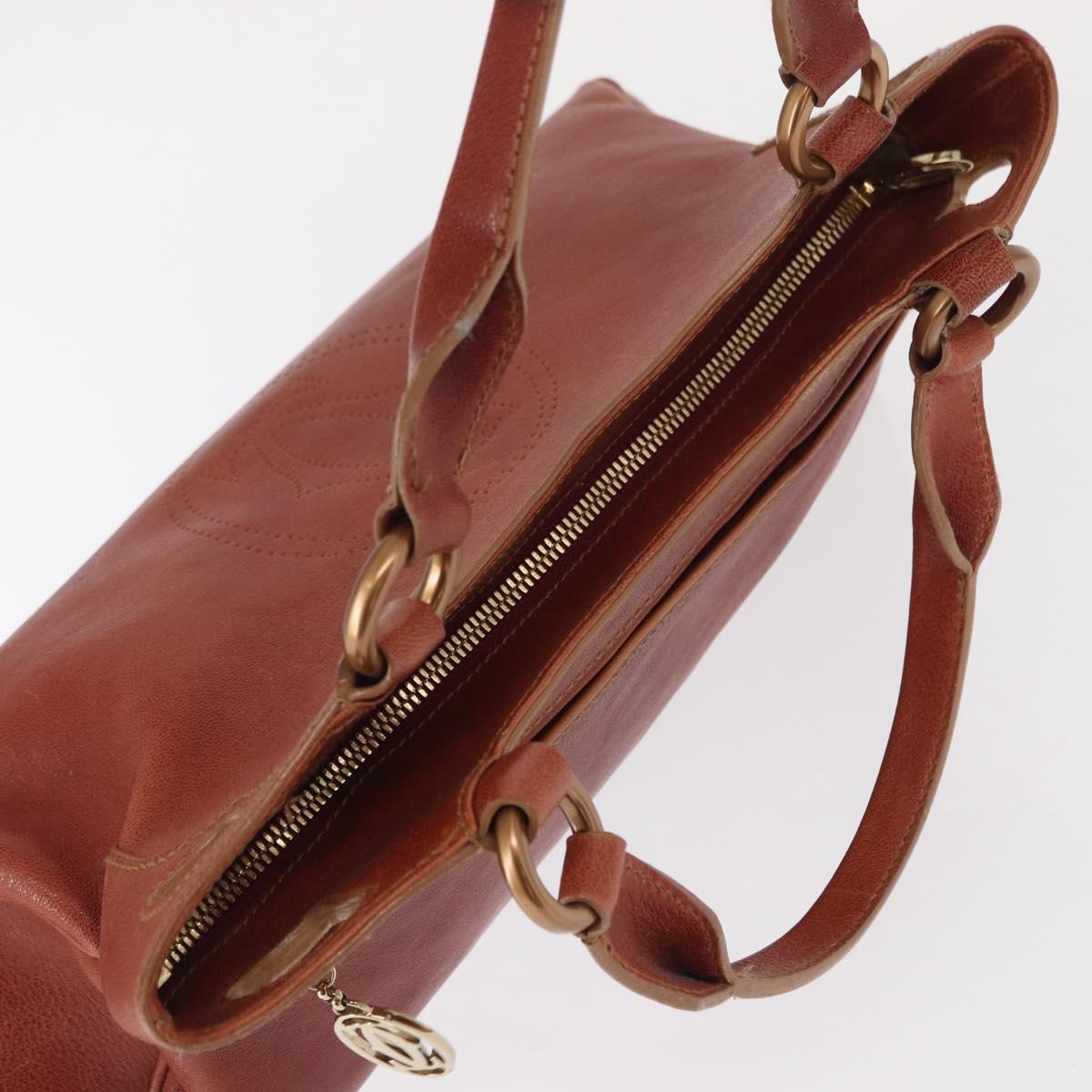 CARTIER Marcello Hand Bag Leather Brown Auth 159935