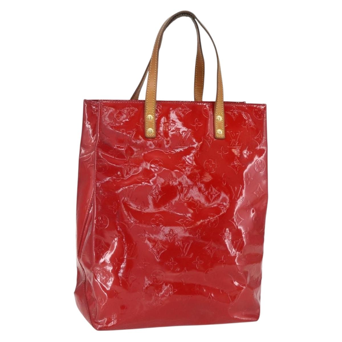 LOUIS VUITTON Monogram Vernis Reade MM Hand Bag Red Rouge M91086 LV Auth 159938