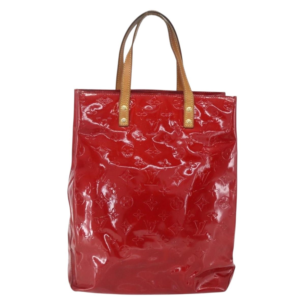 LOUIS VUITTON Monogram Vernis Reade MM Hand Bag Red Rouge M91086 LV Auth 159938