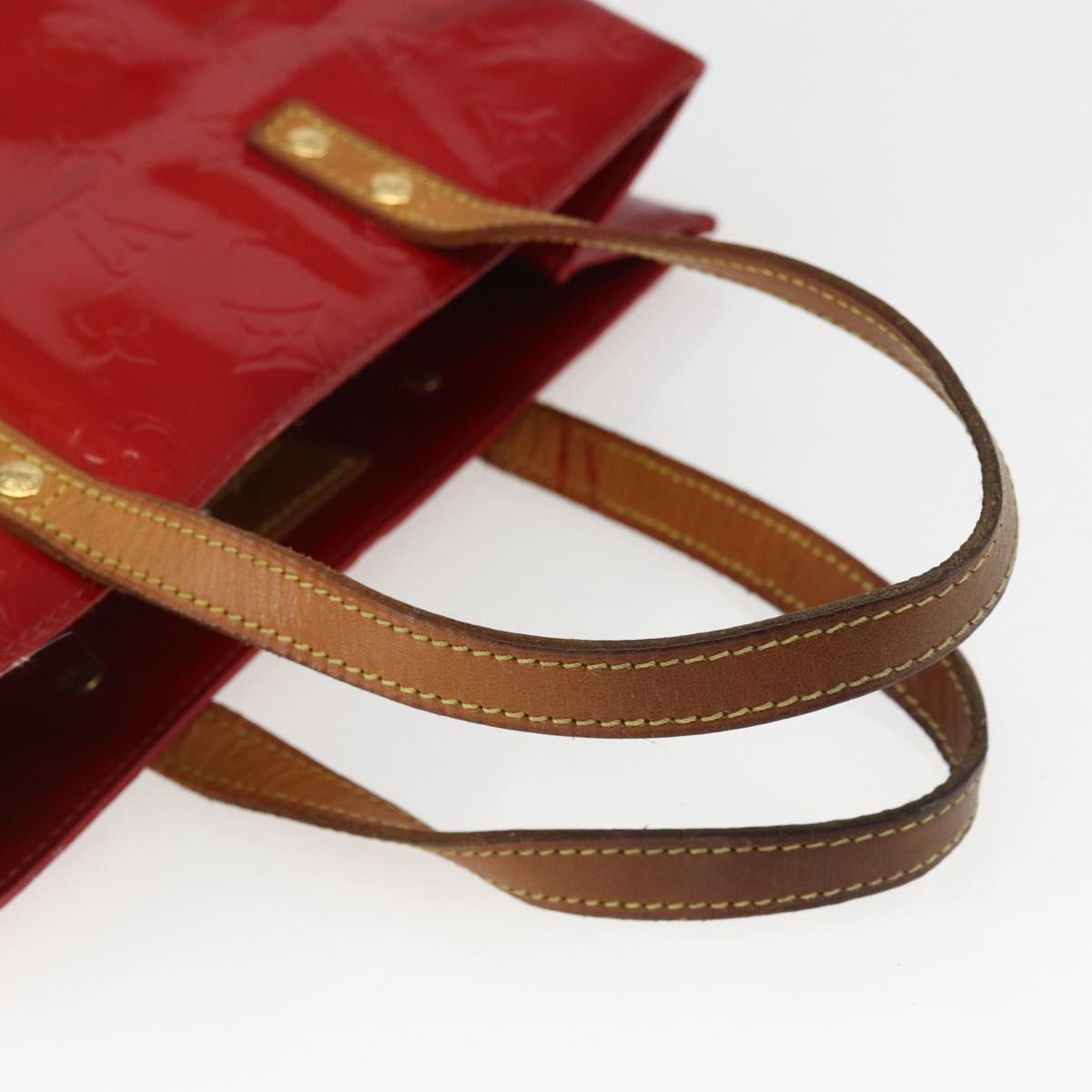 LOUIS VUITTON Monogram Vernis Reade MM Hand Bag Red Rouge M91086 LV Auth 159938
