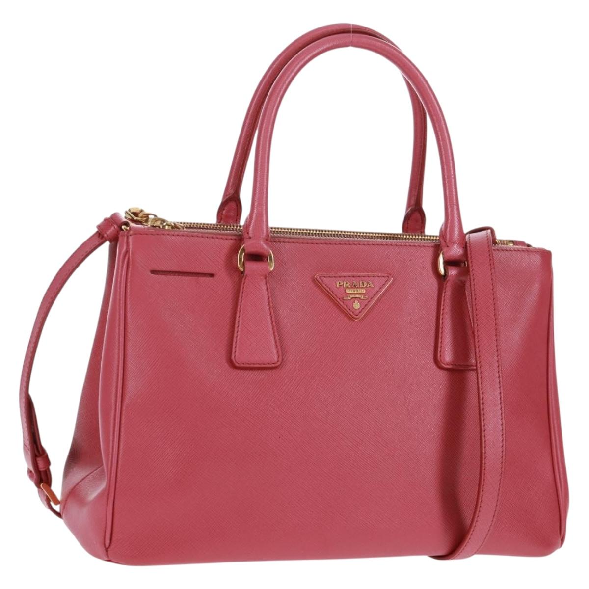 PRADA Galleria Hand Bag Safiano leather 2way Pink Gold Auth 159946