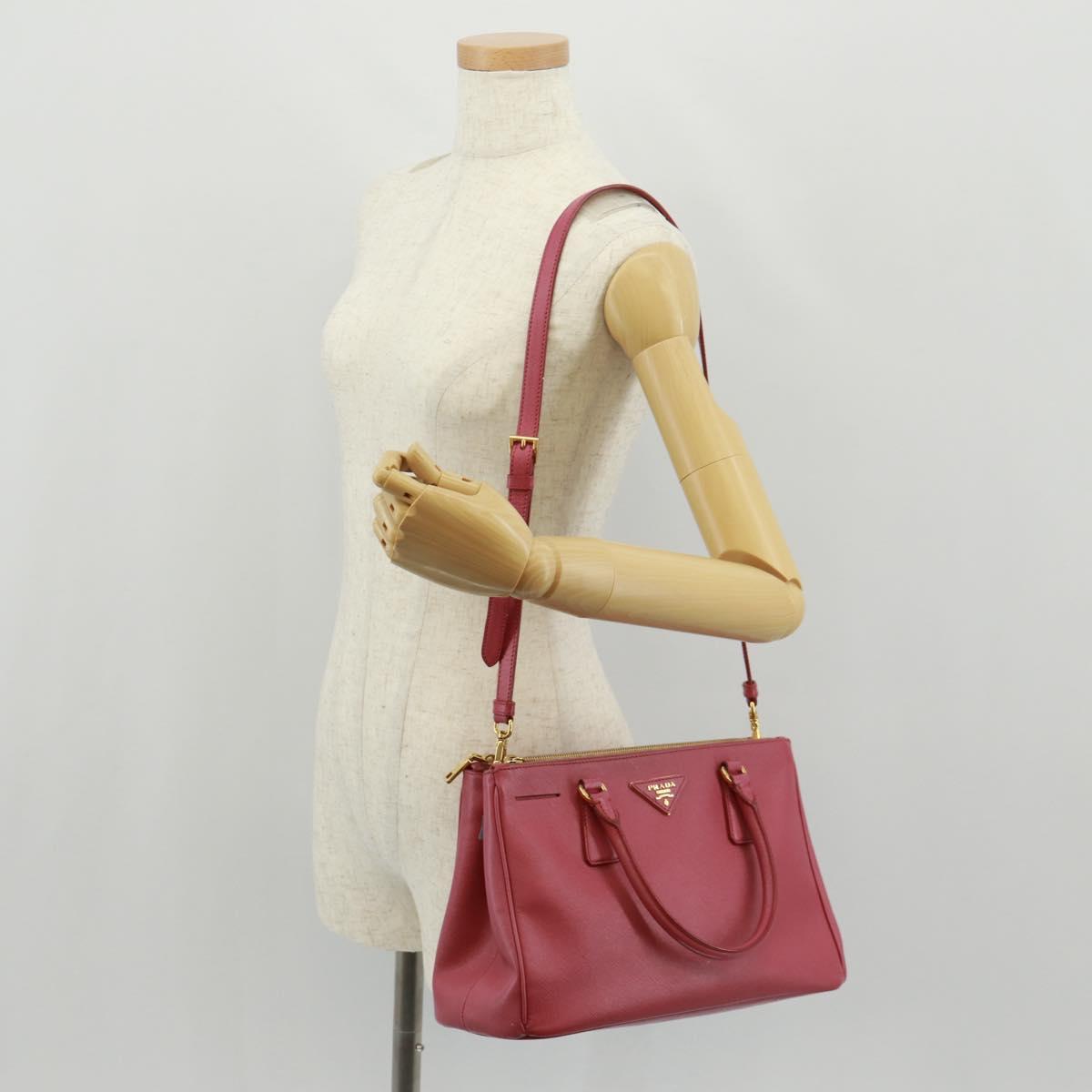 PRADA Galleria Hand Bag Safiano leather 2way Pink Gold Auth 159946