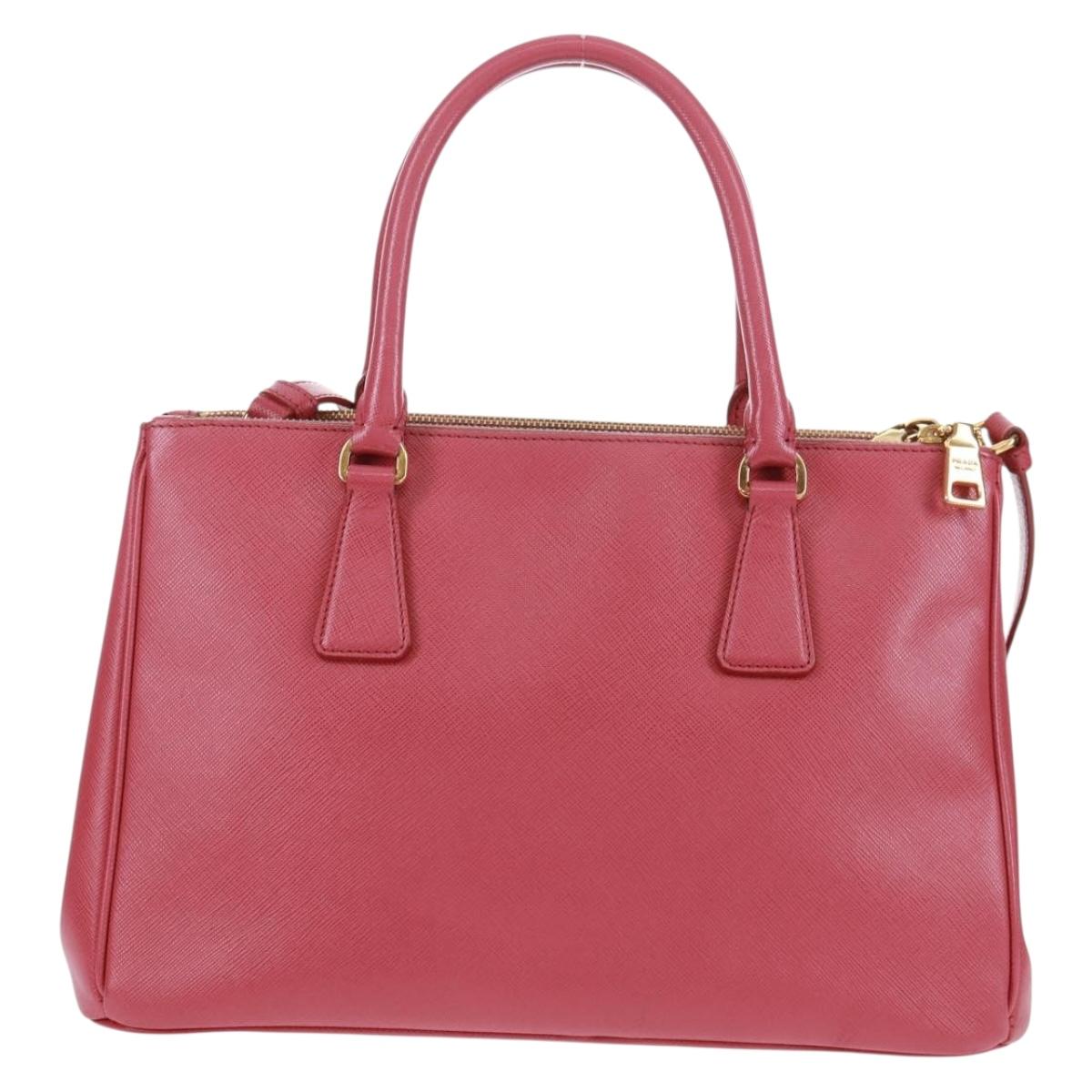 PRADA Galleria Hand Bag Safiano leather 2way Pink Gold Auth 159946