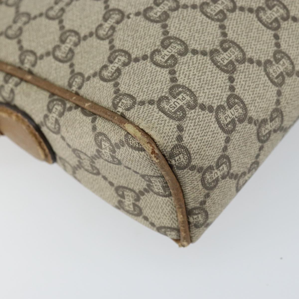 GUCCI GG Plus Supreme Web Sherry Line Shoulder Bag PVC Beige Gold Auth 159949
