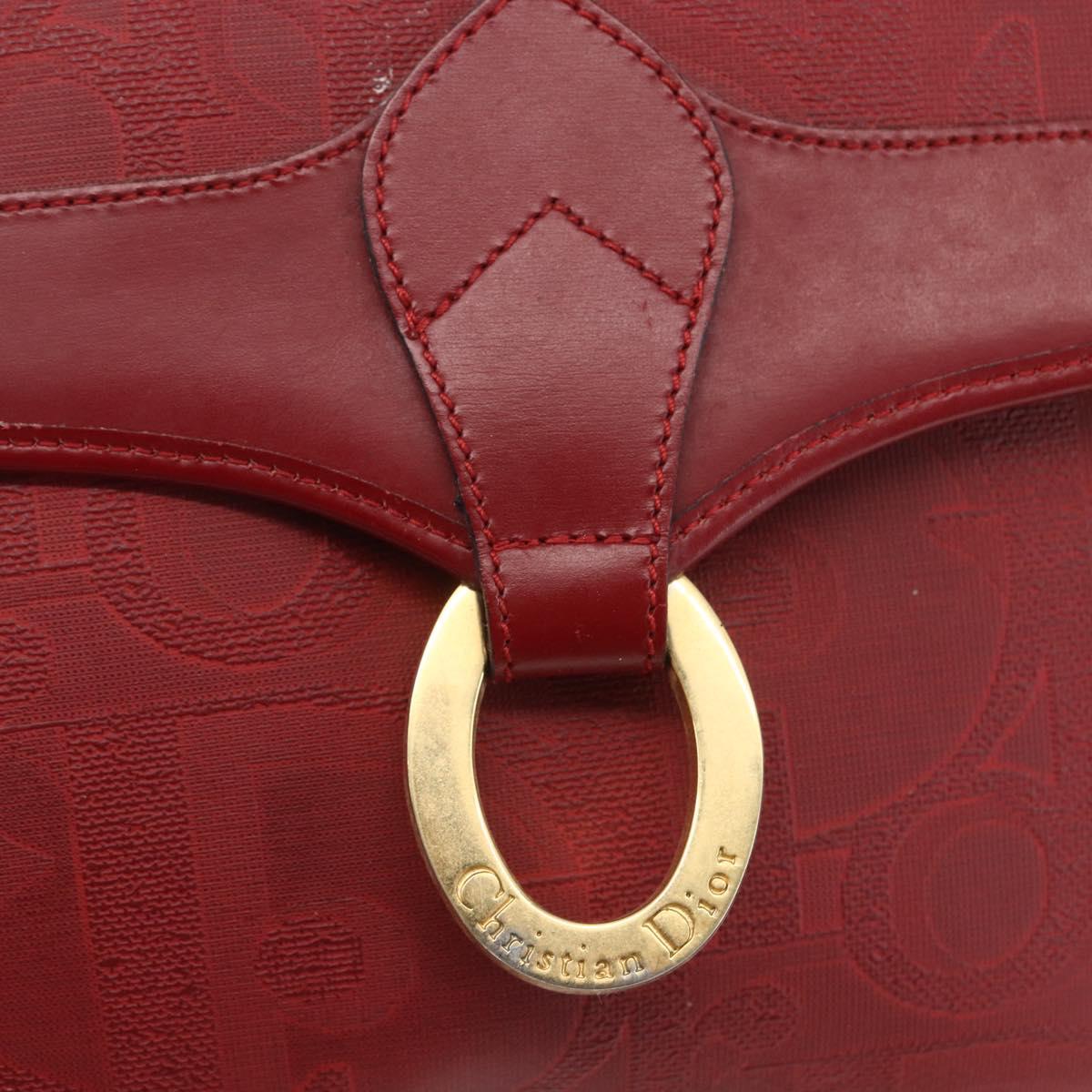 Christian Dior Trotter Canvas Shoulder Bag PVC Red Gold Auth 159963