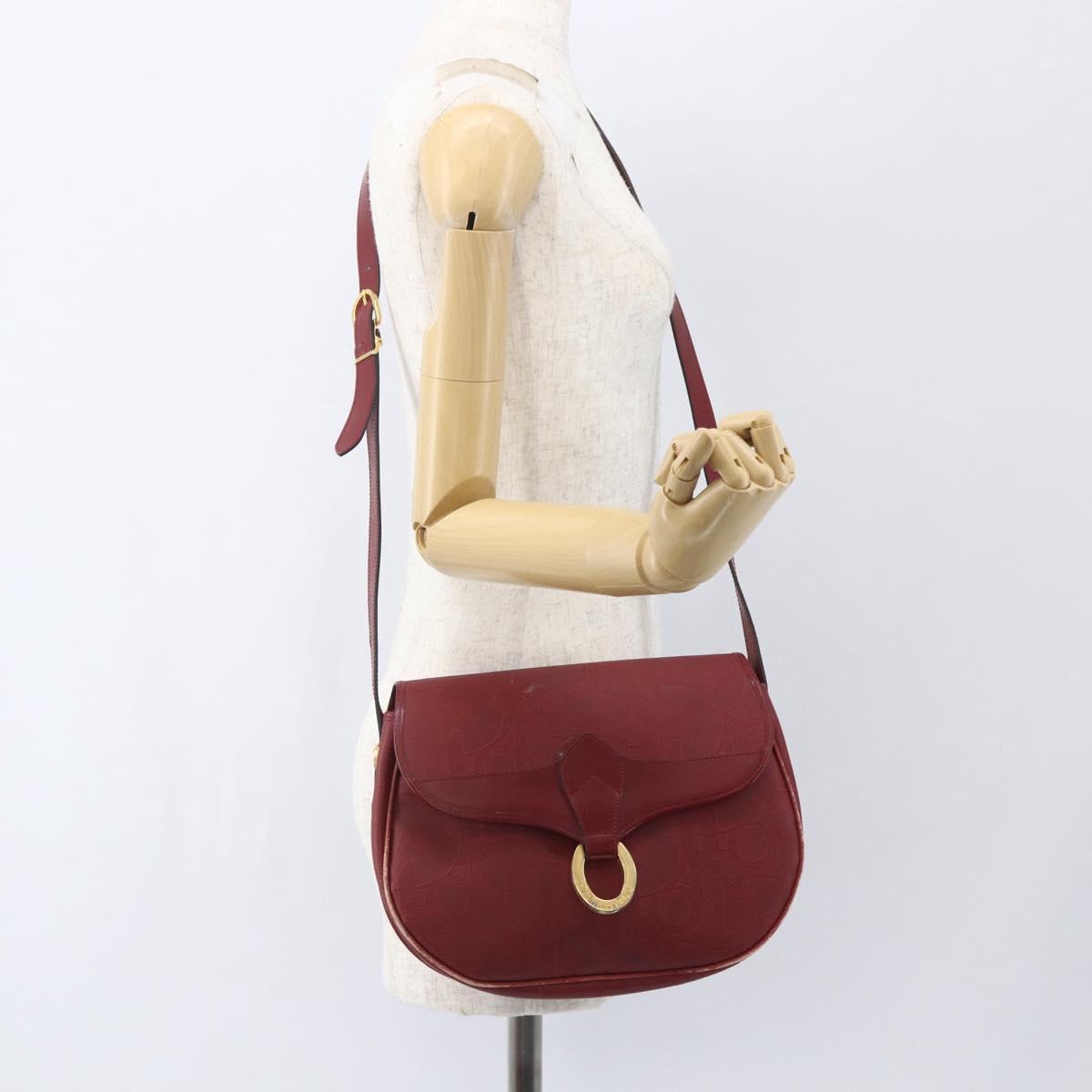 Christian Dior Trotter Canvas Shoulder Bag PVC Red Gold Auth 159963
