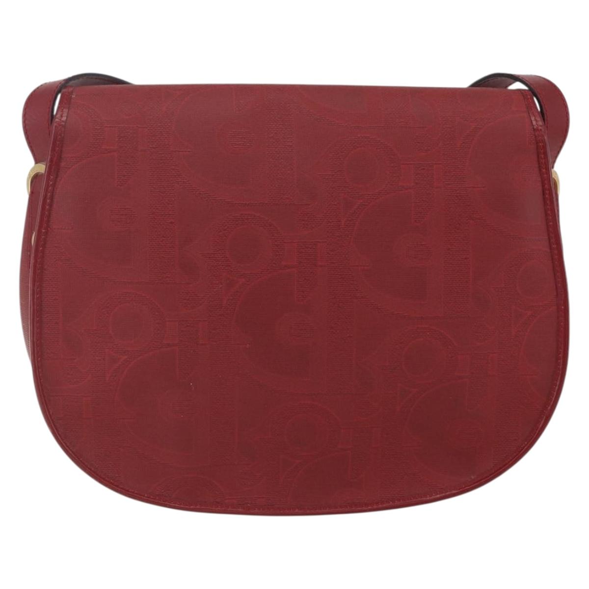 Christian Dior Trotter Canvas Shoulder Bag PVC Red Gold Auth 159963