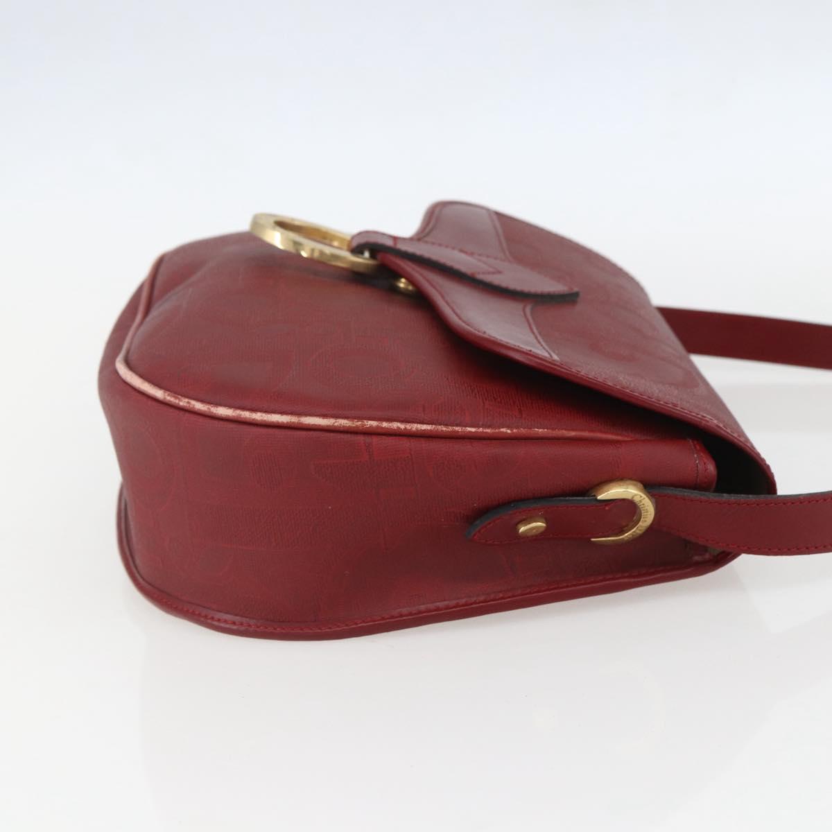 Christian Dior Trotter Canvas Shoulder Bag PVC Red Gold Auth 159963