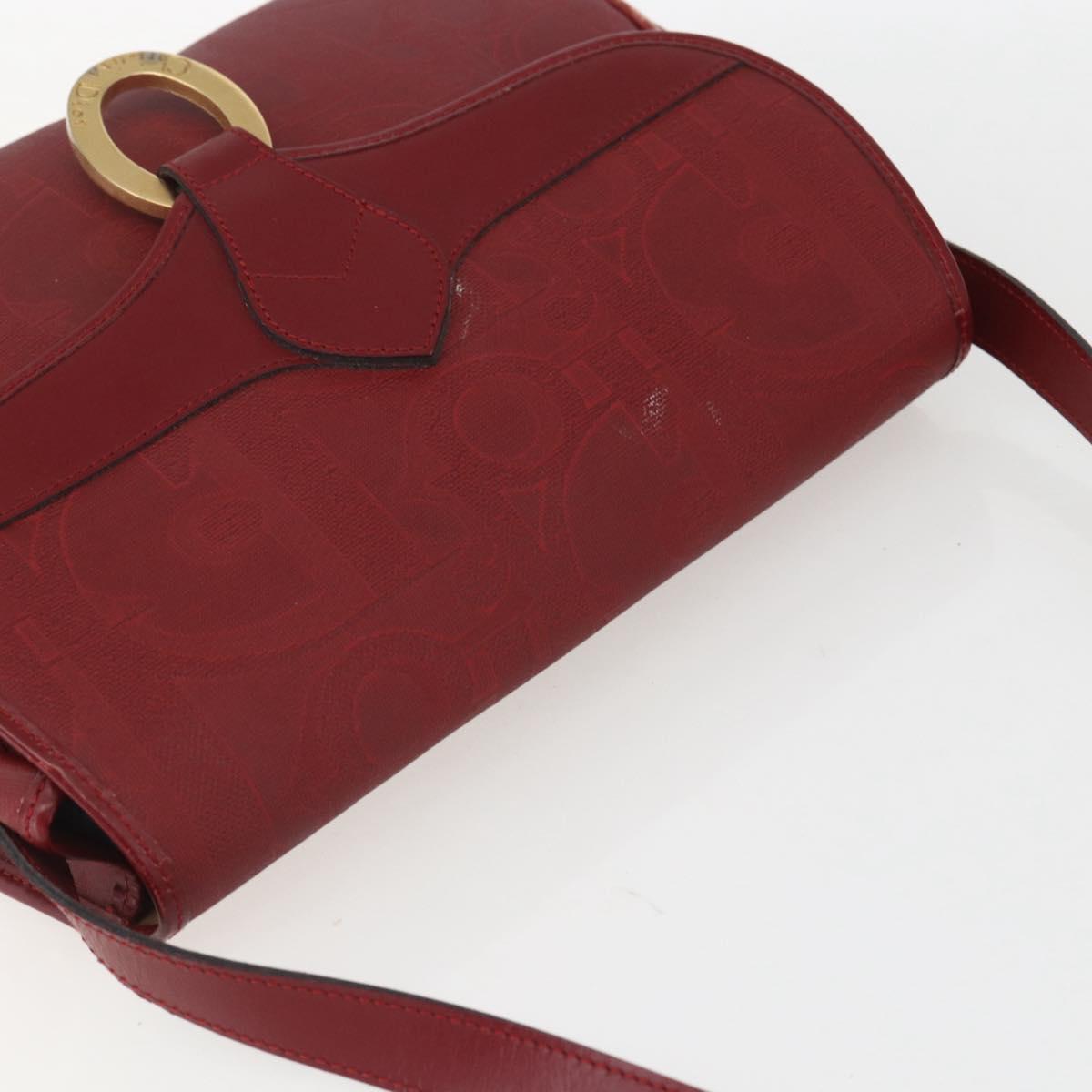 Christian Dior Trotter Canvas Shoulder Bag PVC Red Gold Auth 159963