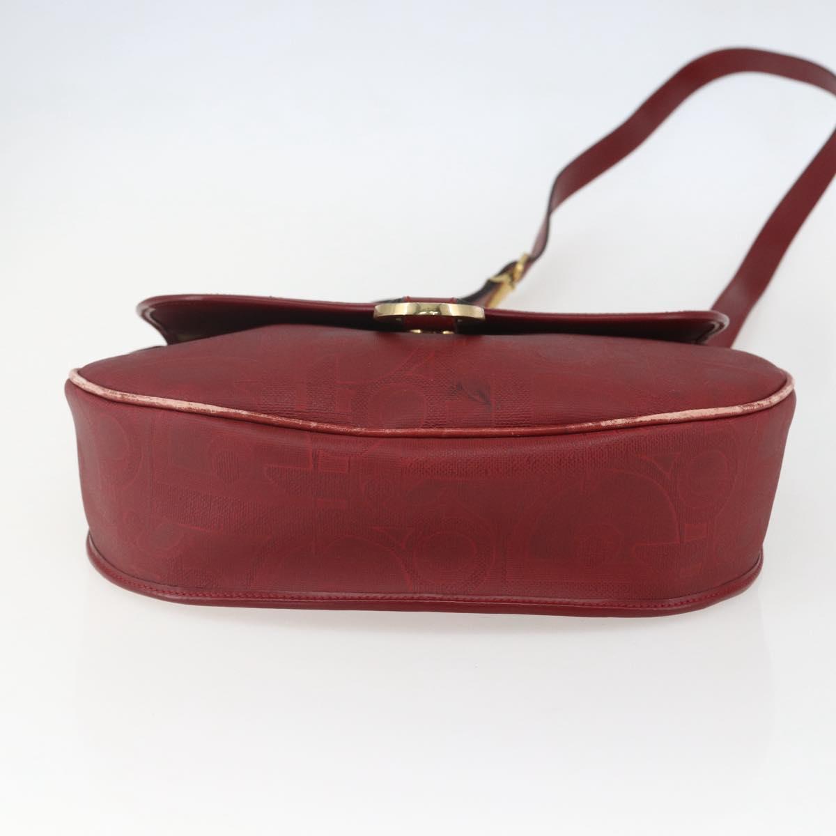 Christian Dior Trotter Canvas Shoulder Bag PVC Red Gold Auth 159963