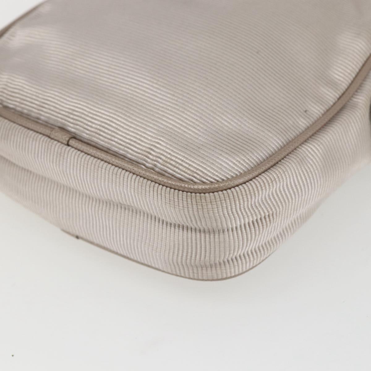 Salvatore Ferragamo Vala Shoulder Bag Nylon Beige Gold Auth 159964