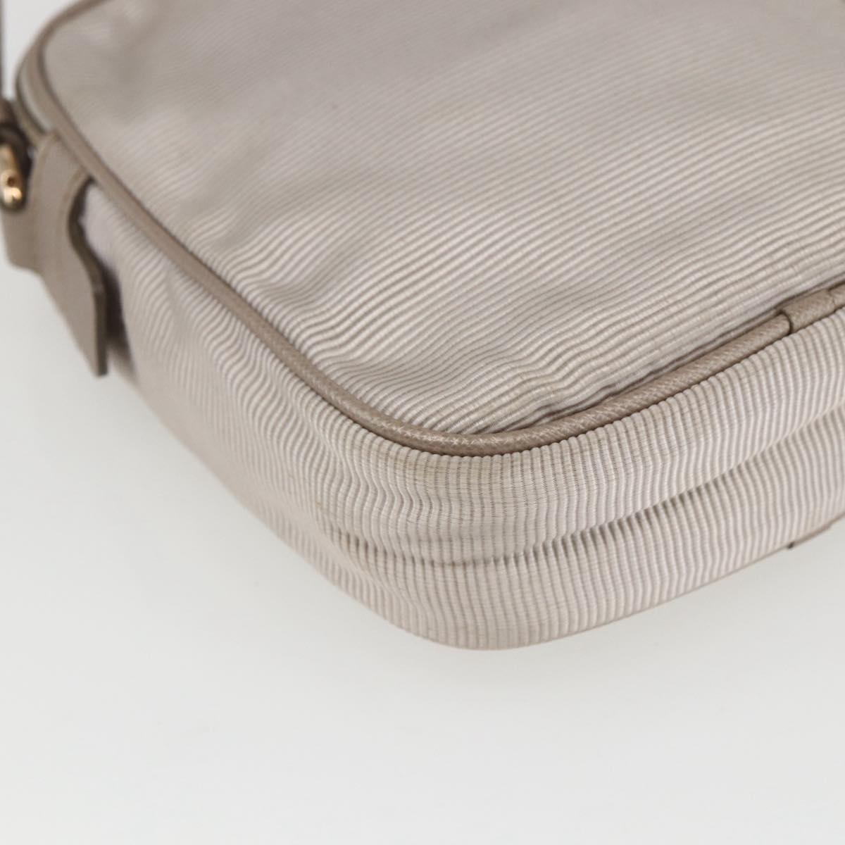 Salvatore Ferragamo Vala Shoulder Bag Nylon Beige Gold Auth 159964